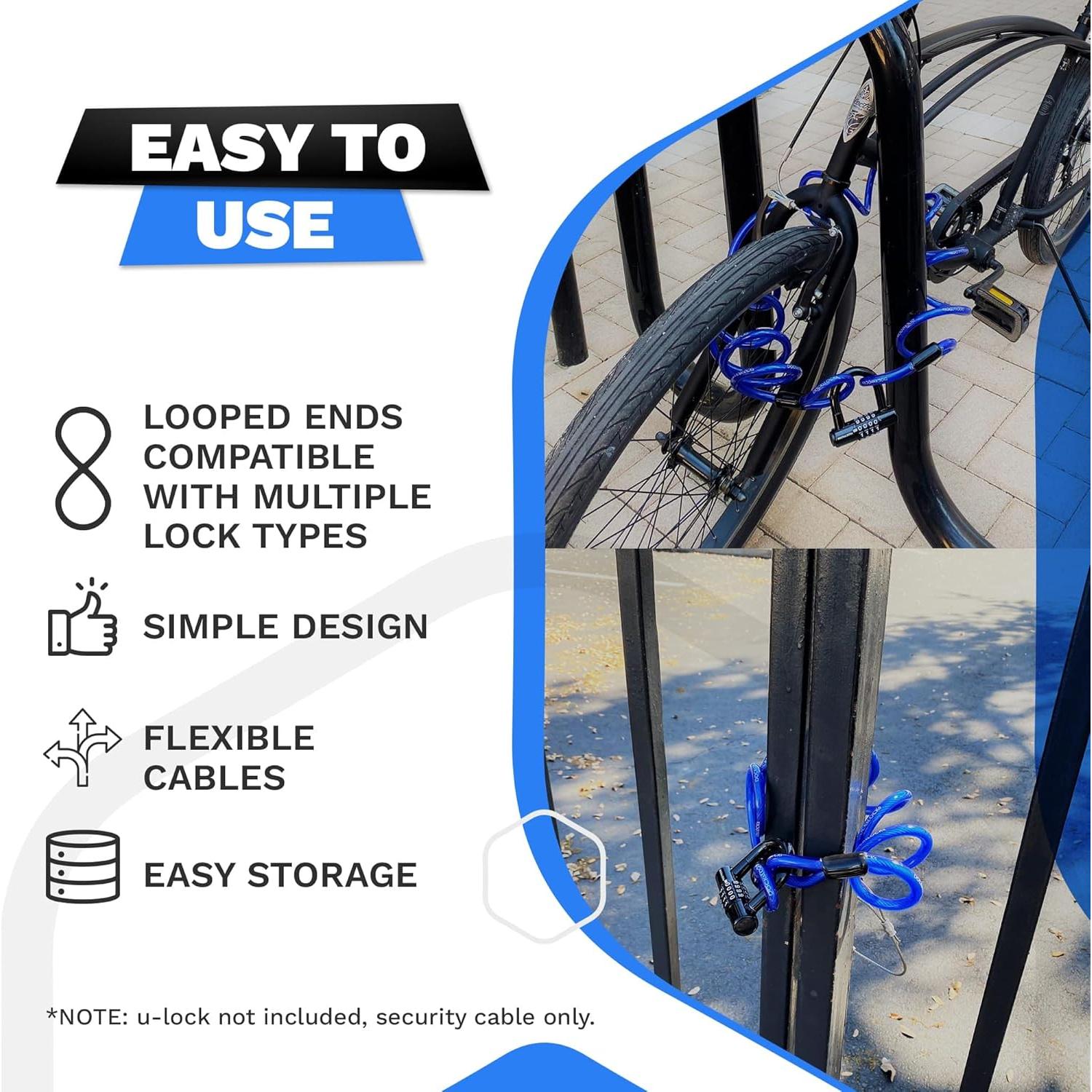 Cable de Seguridad Enrollado DocksLocks 5ft Antirrobo para Bicicletas