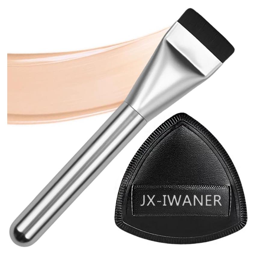 Set de Maquillaje JX-IWANER: Brocha Plana y Esponja Doble Capa