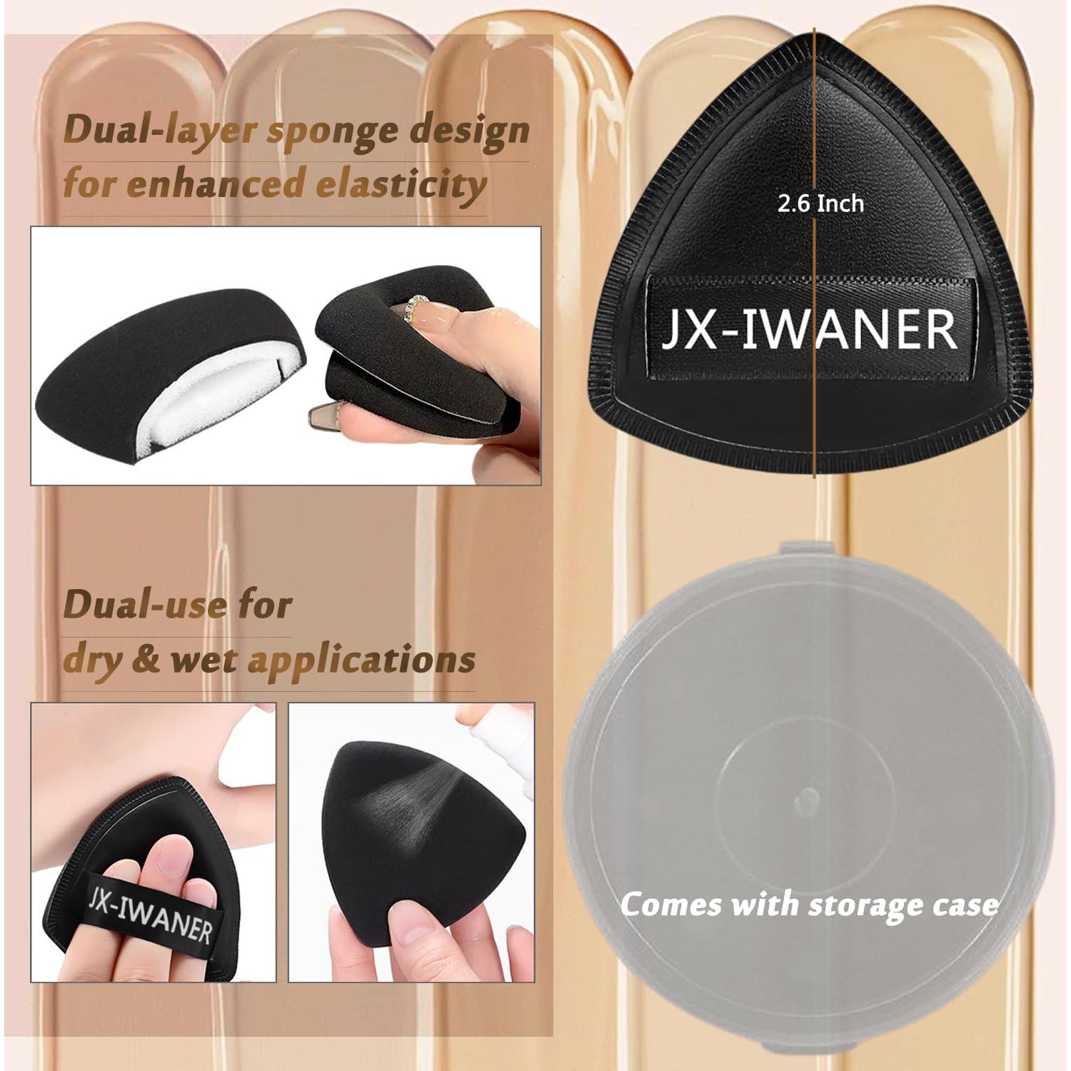 Set de Maquillaje JX-IWANER: Brocha Plana y Esponja Doble Capa