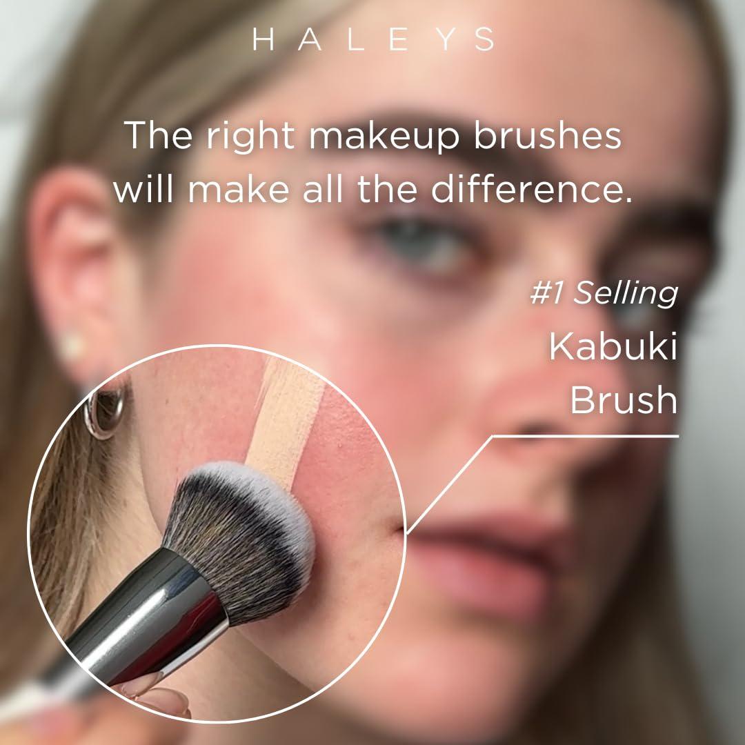 Set de Pinceles de Maquillaje HALEYS Kabuki y Corrector Vegano