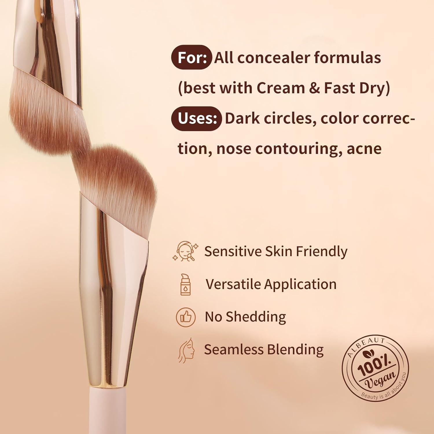 Pincel Corrector Angulado ALBEAUT P193 - 16cm Rosa