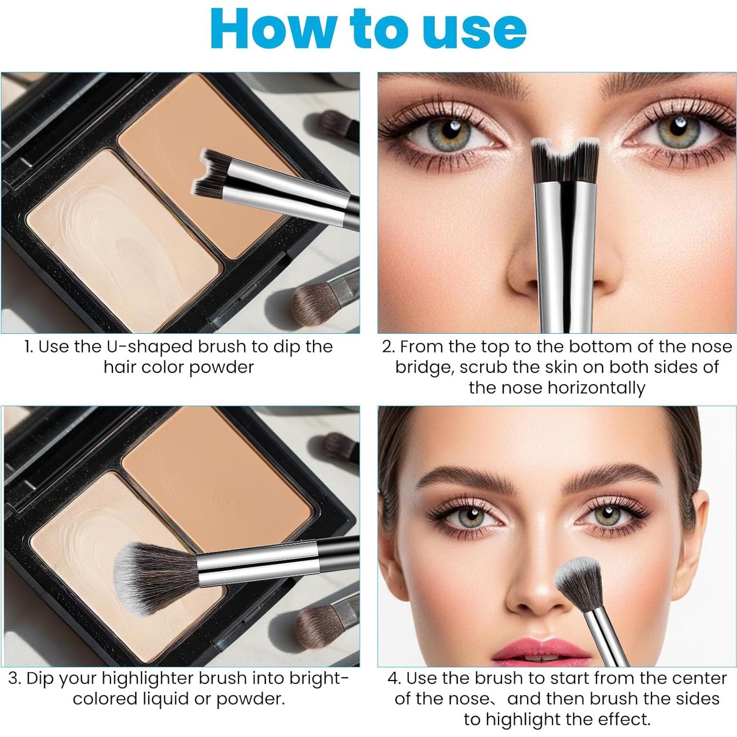 Brocha de Contorno de Nariz 2 en 1 QfwdfcTrenz - Precisión y Versatilidad