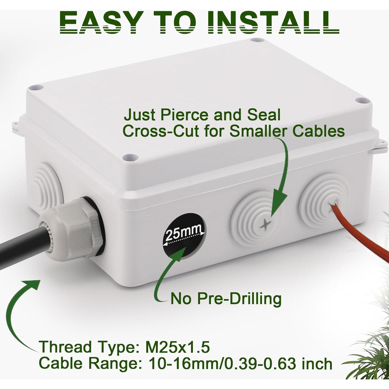 Caja de Conexiones Eléctricas DROK IP65 150x110x70mm Blanca