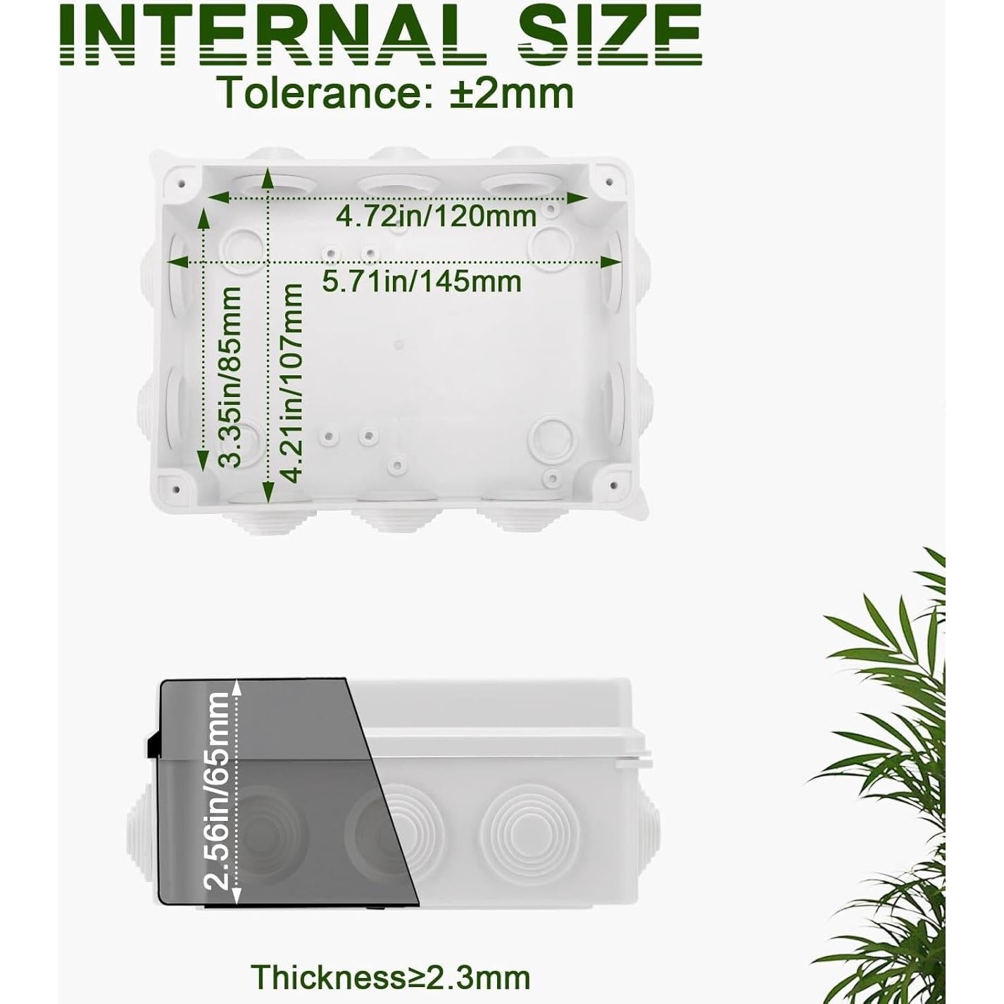 Caja de Conexiones Eléctricas DROK IP65 150x110x70mm Blanca