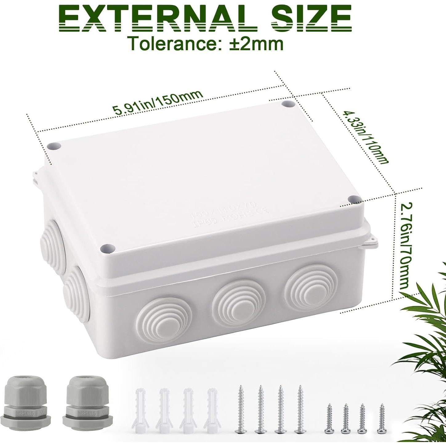 Caja de Conexiones Eléctricas DROK IP65 150x110x70mm Blanca