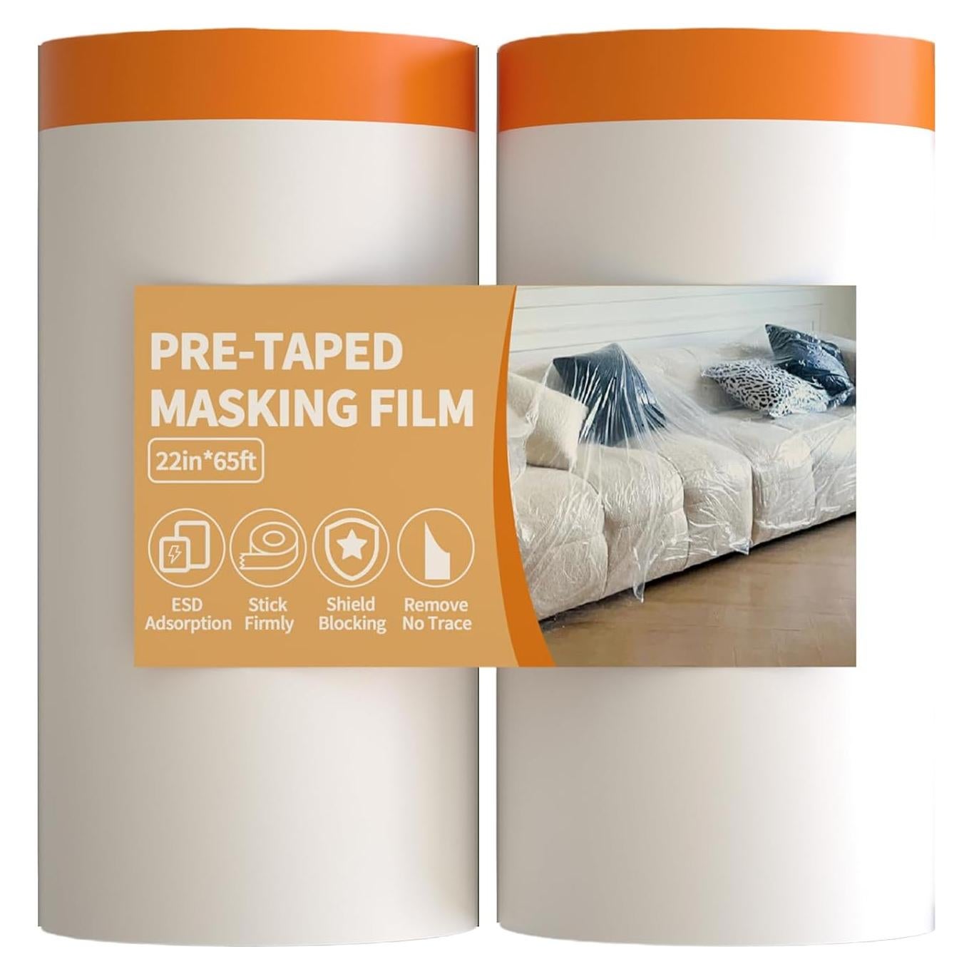 Película de Enmascarar Pre-tapeada 55.88 cm x 19.81 m - 2 Rollos