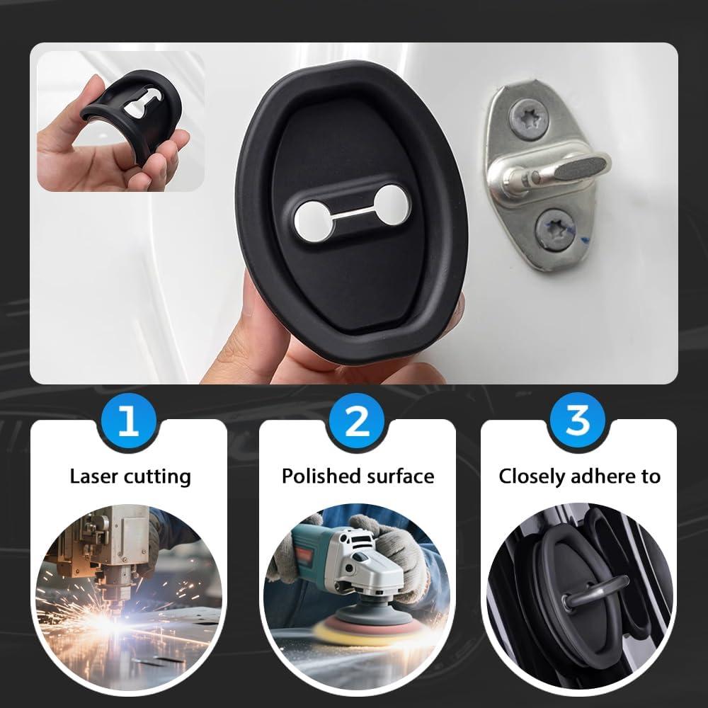Car Silicone Door Latch Protective Cover, Easy Install Car Decorations, Universal Silicone Car Door Lock Cover, Protects Door Latches for All Vehicles (Black, 4 pcs)