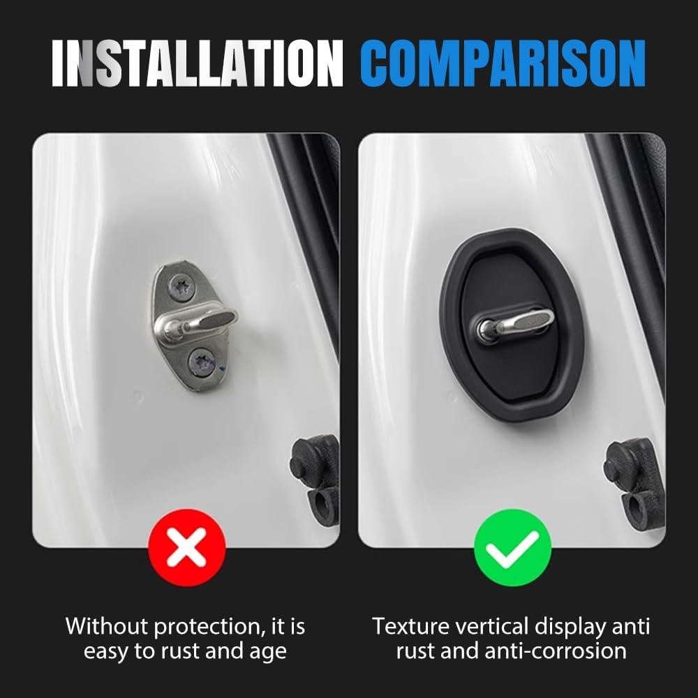 Car Silicone Door Latch Protective Cover, Easy Install Car Decorations, Universal Silicone Car Door Lock Cover, Protects Door Latches for All Vehicles (Black, 4 pcs)