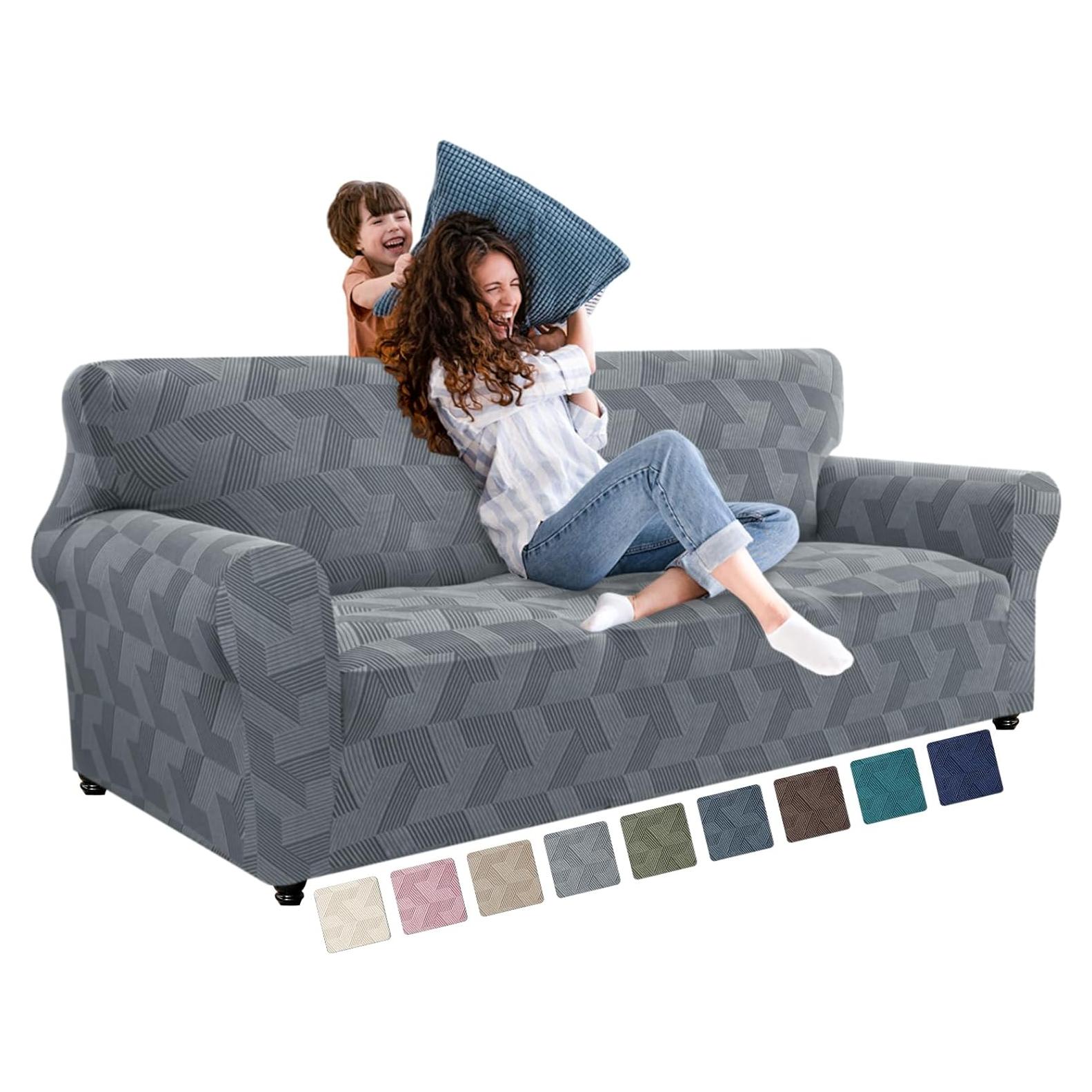 Funda de Sofá JIVINER Gris Claro 3 Cojines Alta Elasticidad