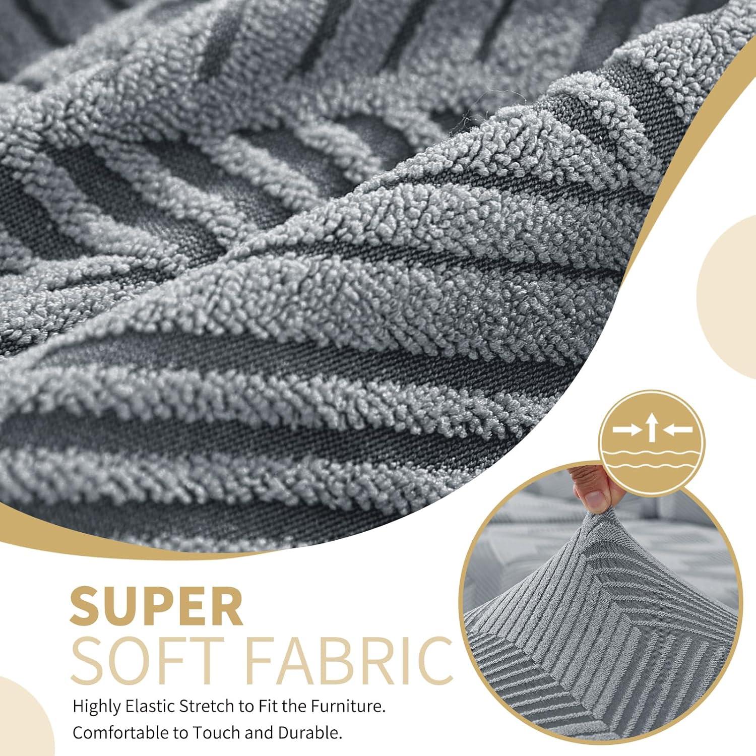 Funda de Sofá JIVINER Gris Claro 3 Cojines Alta Elasticidad