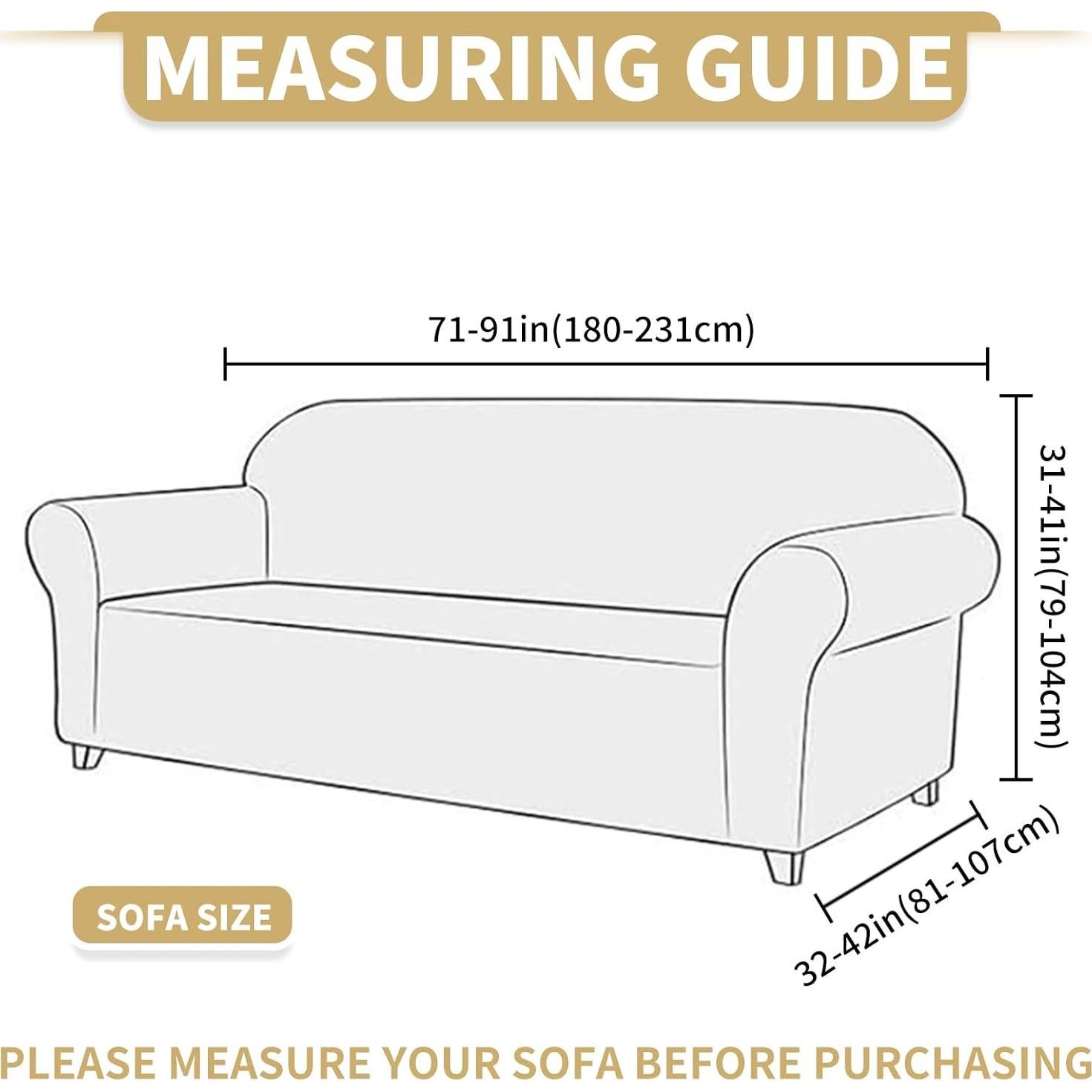 Funda de Sofá JIVINER Gris Claro 3 Cojines Alta Elasticidad