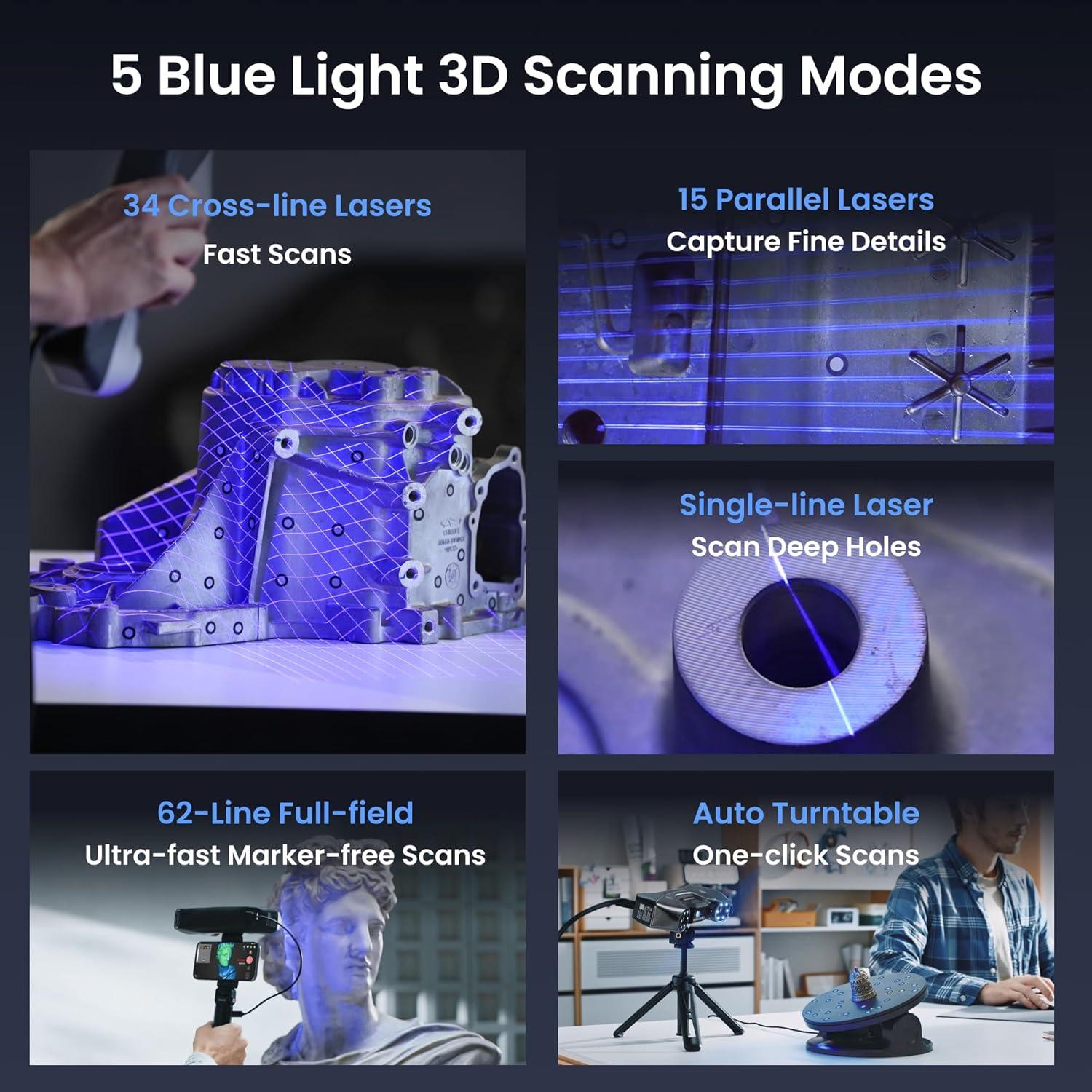 Escáner 3D Revopoint MetroY Pro, 0.01mm precisión, Wi-Fi 6