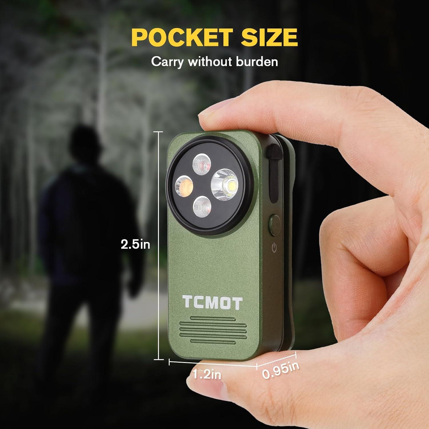 Luz de Clip EDC TCMOT Verde 600 Lúmenes Recargable IPX6