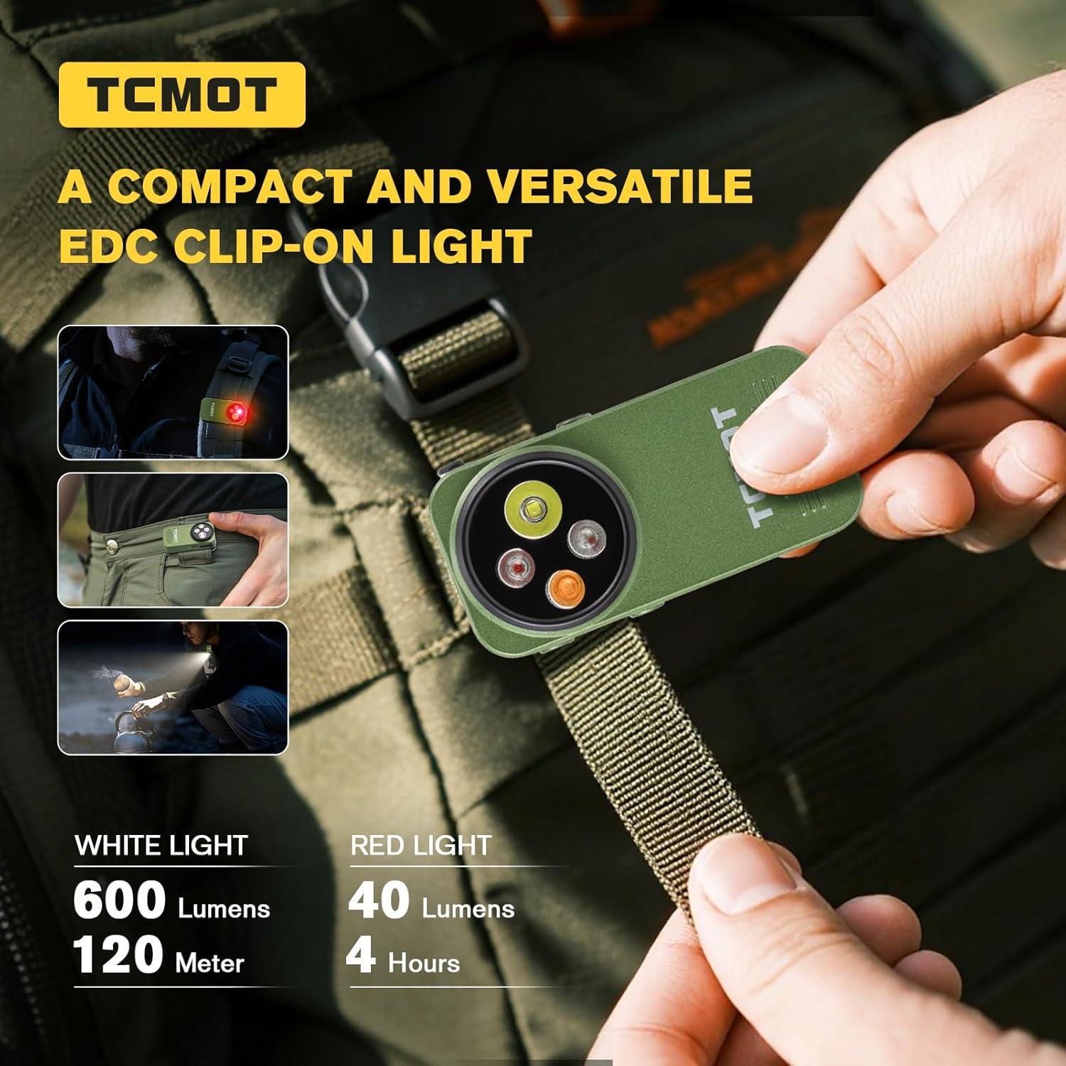 Luz de Clip EDC TCMOT Verde 600 Lúmenes Recargable IPX6