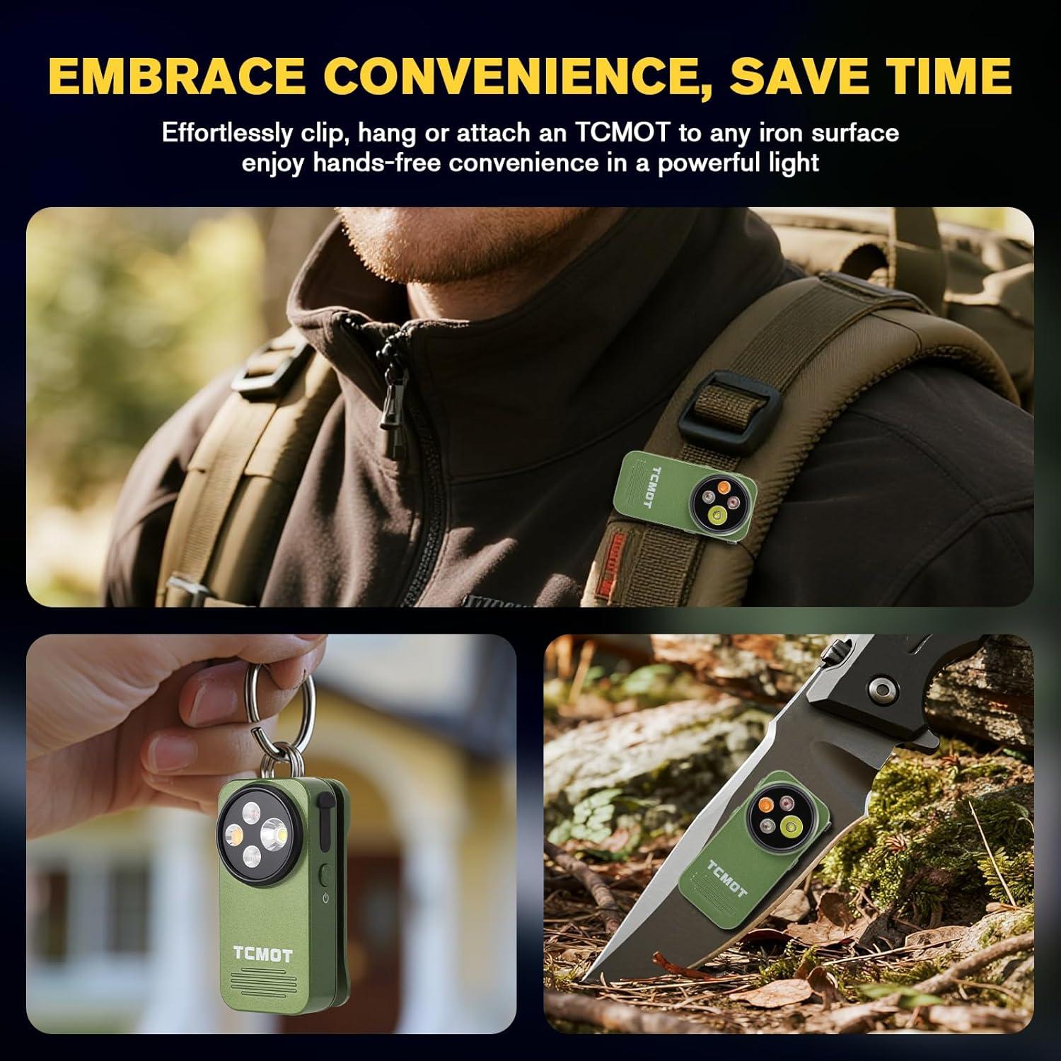 Luz de Clip EDC TCMOT Verde 600 Lúmenes Recargable IPX6