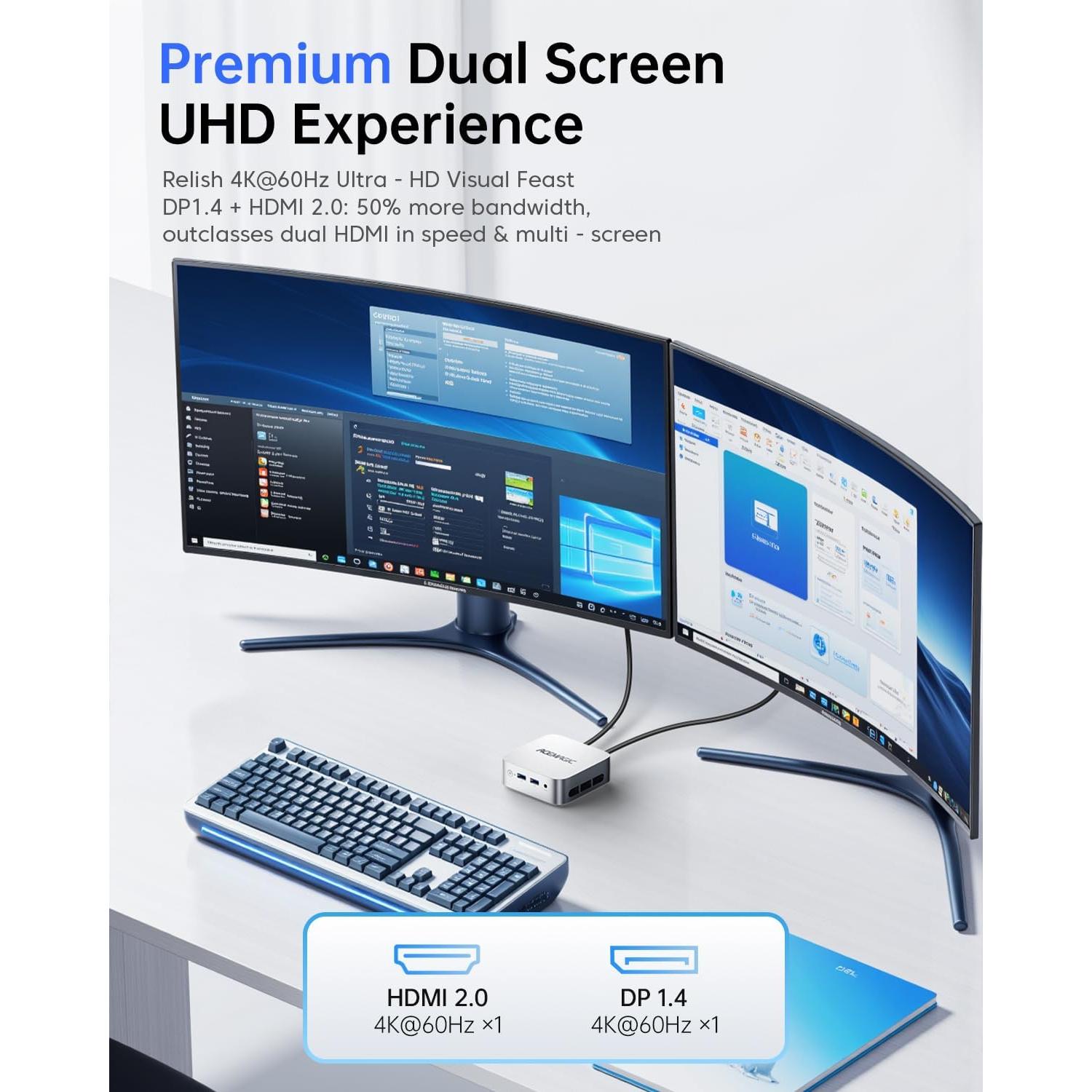 Mini PC ACEMAGIC V1, Intel N95, 16GB RAM, 256GB SSD, 4K