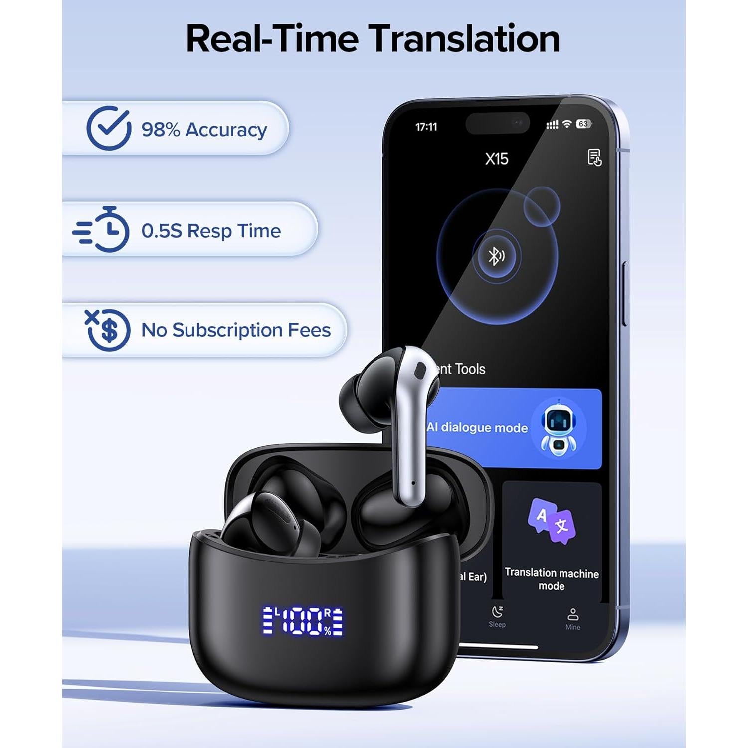 Auriculares de Traducción AI ZINGBIRD X15 164 Idiomas Inalámbricos
