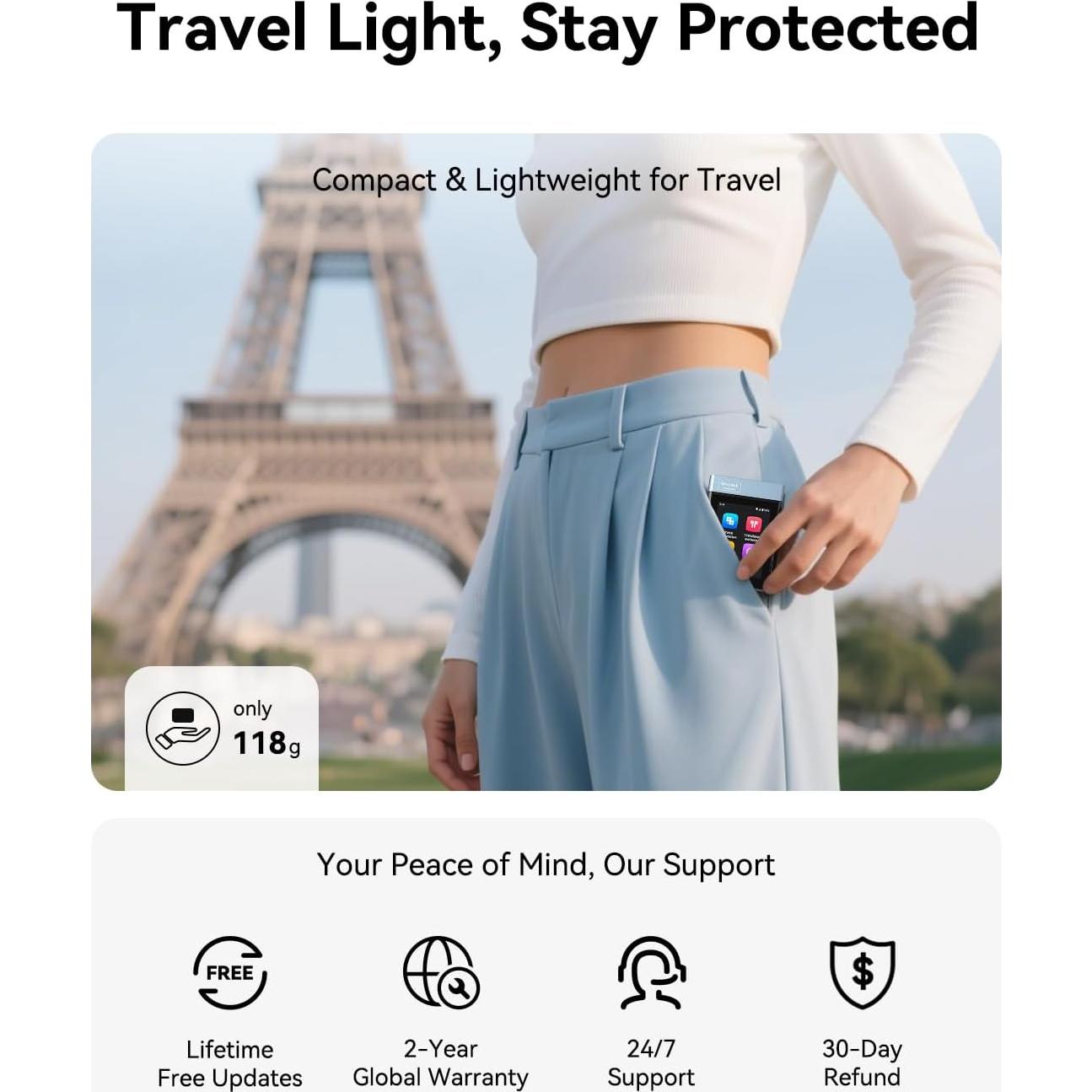 Auriculares de Traducción Wooask A9 4G+WiFi Negro 144 Idiomas