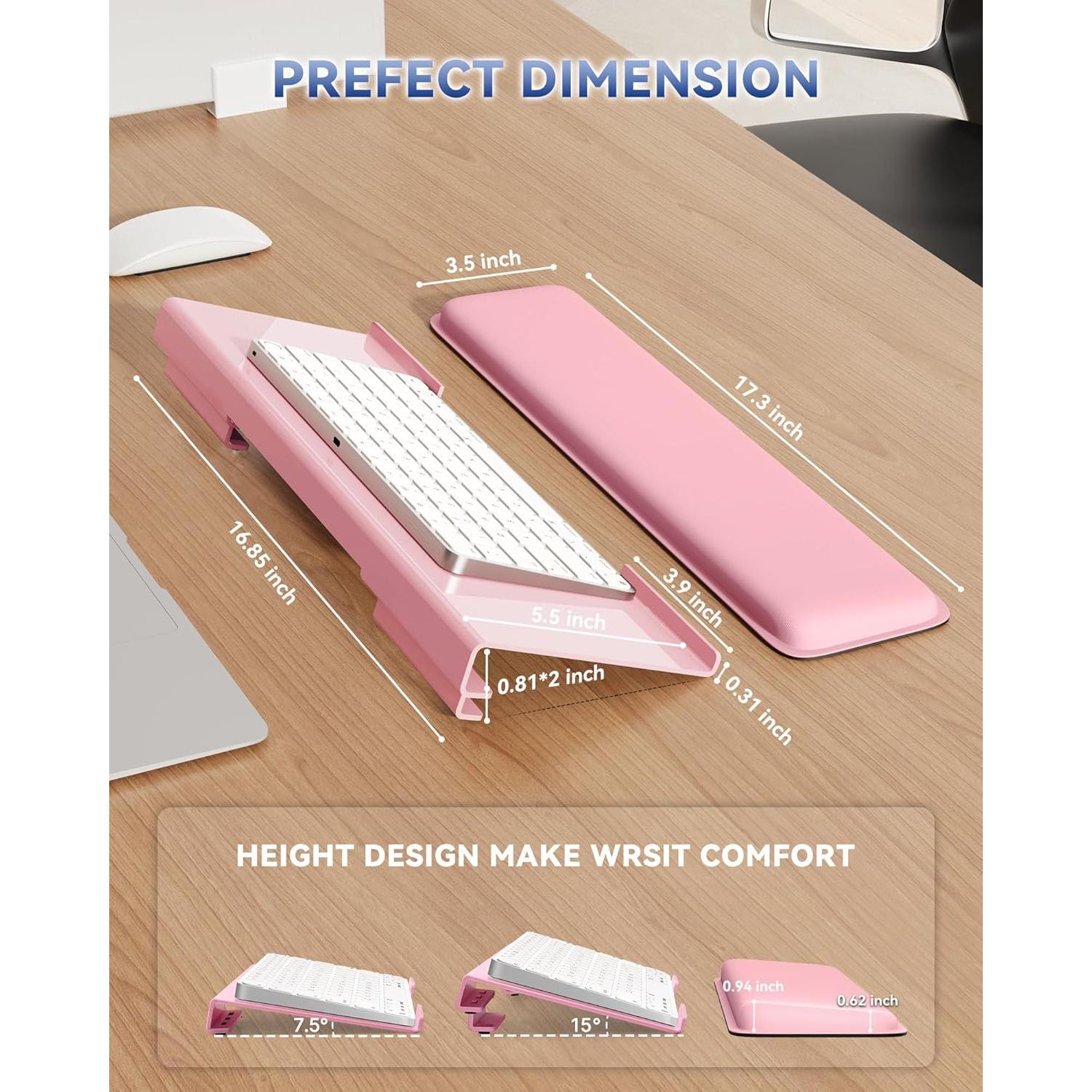 Soporte de Teclado Ergonómico Laborio con Reposamuñecas Rosa