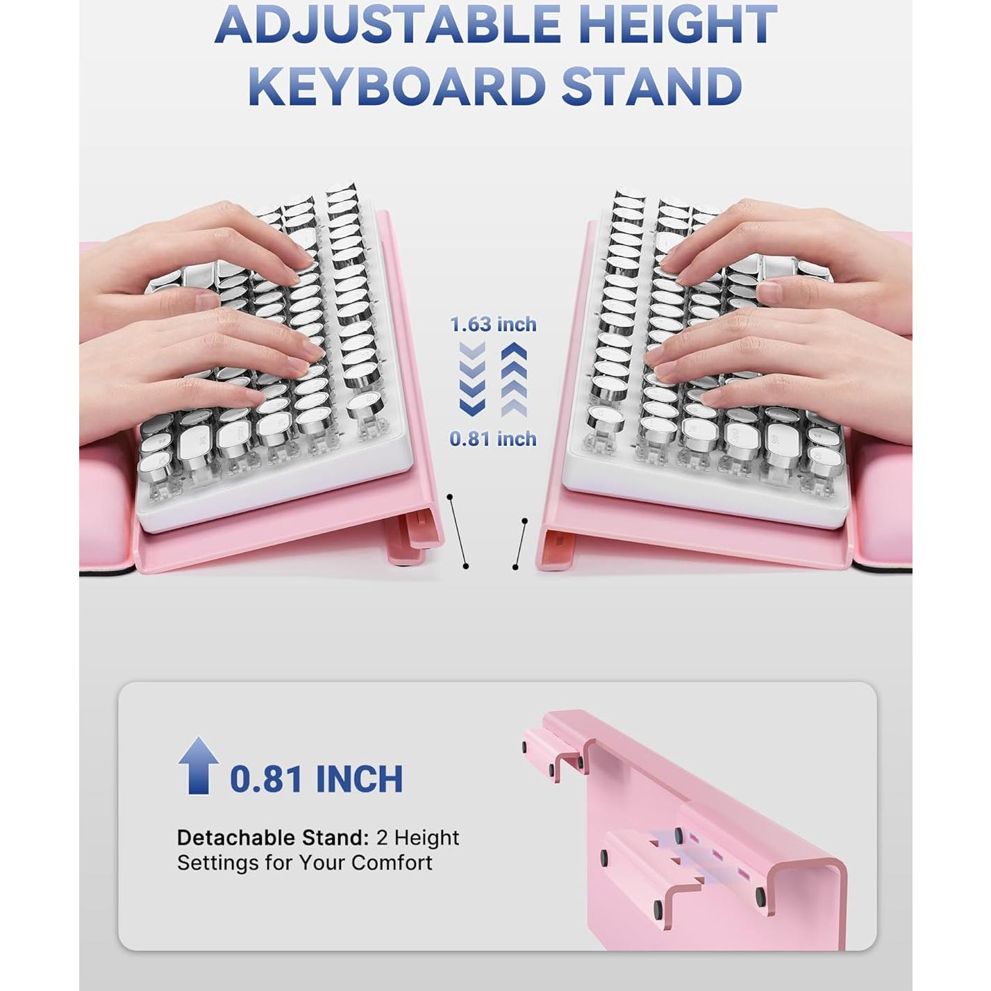 Soporte de Teclado Ergonómico Laborio con Reposamuñecas Rosa