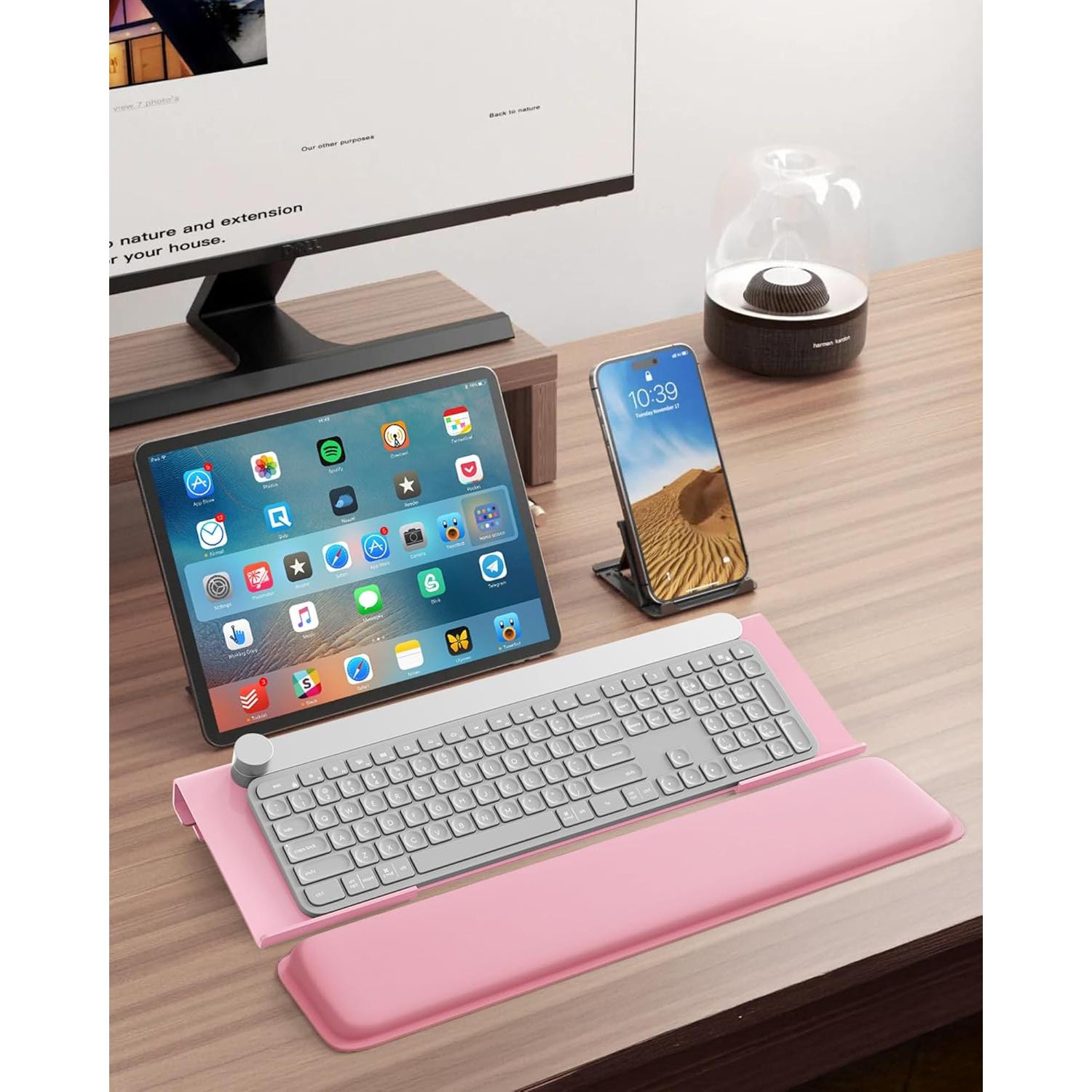 Soporte de Teclado Ergonómico Laborio con Reposamuñecas Rosa