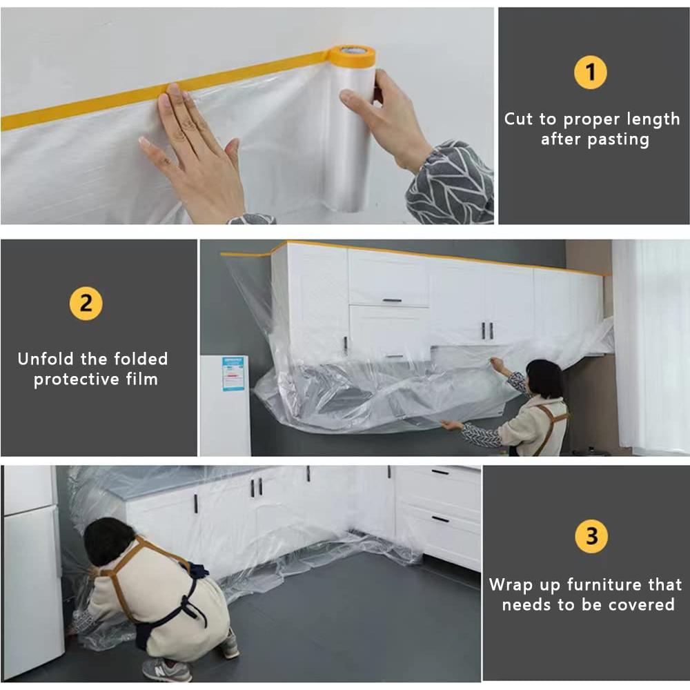 Película de Enmascarar con Cinta Andech 3.6x6.04m 3 Paquetes