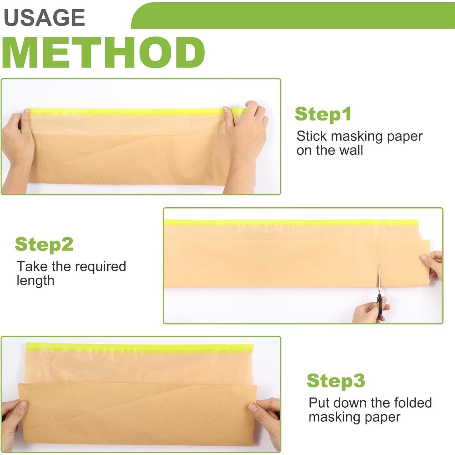 2 Rollos de Papel de Enmascarar Pre-tapeado Trzzyan 30.48cm x 15.24m