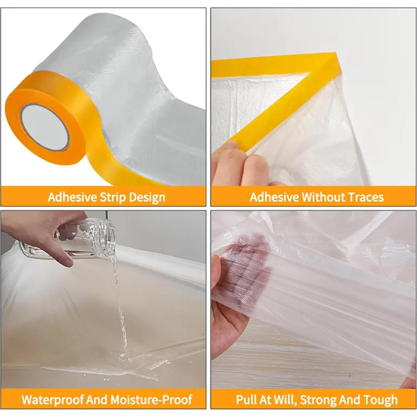 Película de Enmascarar Pre-Adhesiva Upupmoon 4 Rollos 24.9x15.5cm