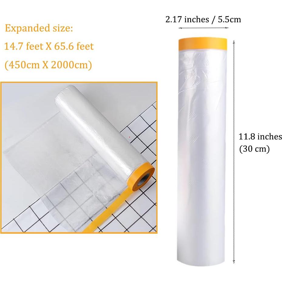 Película de Enmascarar con Cinta OULIGET 4.27x19.81m 2 Rollos