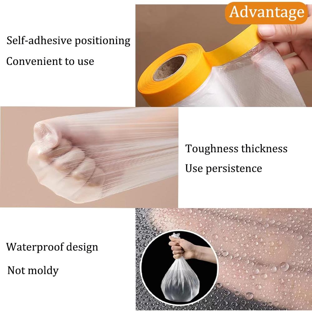 Película de Enmascarar con Cinta OULIGET 4.27x19.81m 2 Rollos