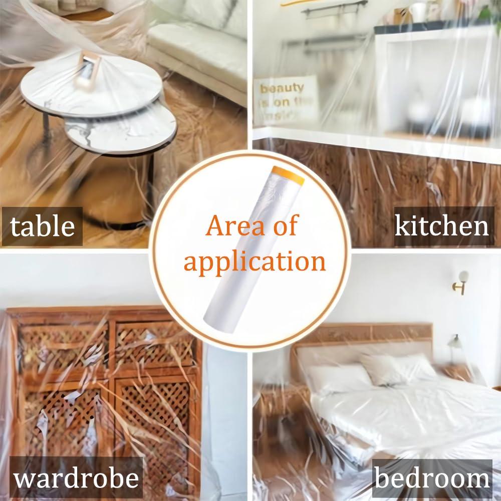 Película de Enmascarar con Cinta OULIGET 4.27x19.81m 2 Rollos