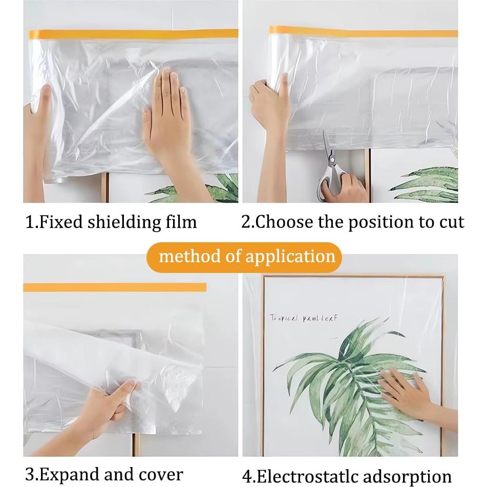 Película de Enmascarar con Cinta OULIGET 4.27x19.81m 2 Rollos