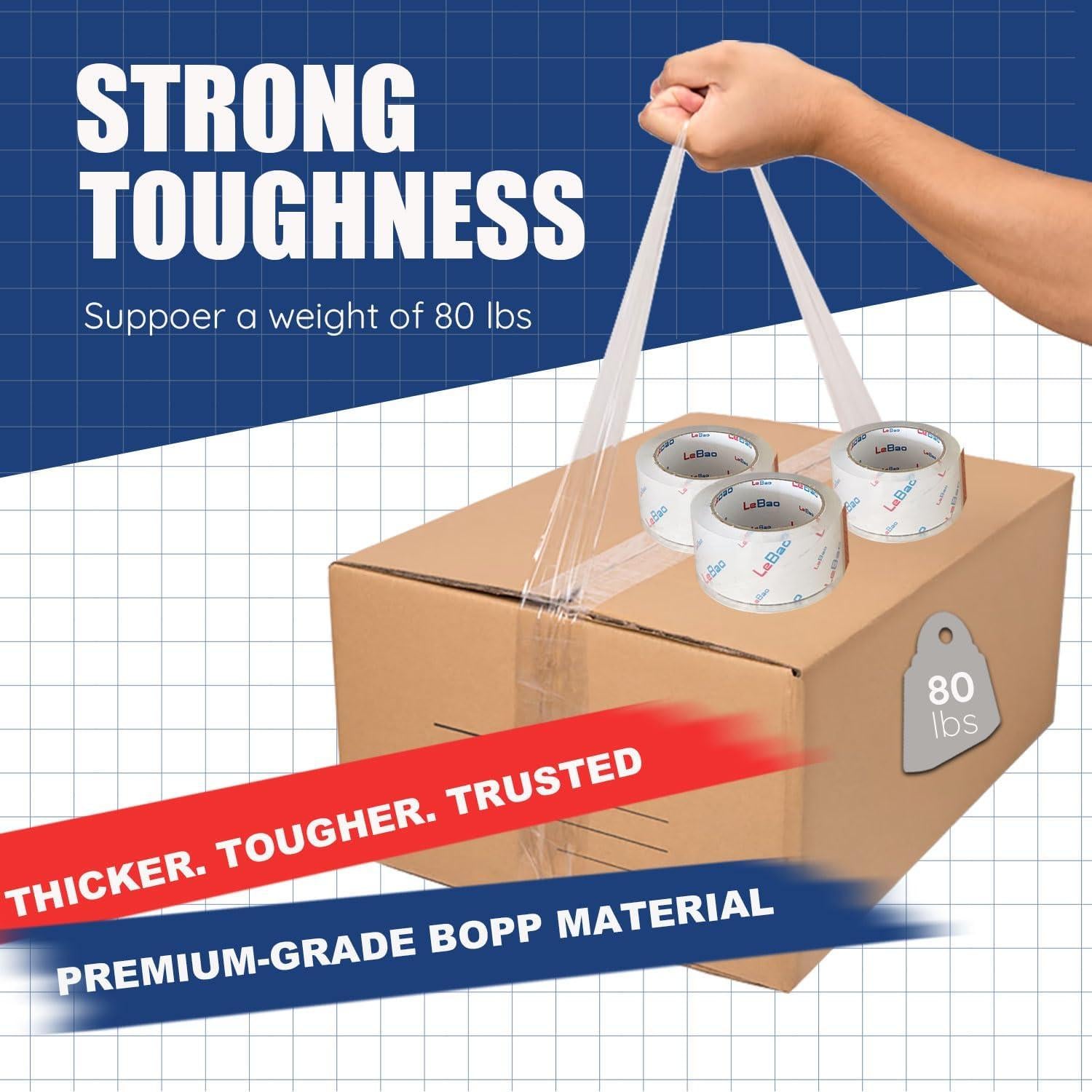 Cinta de Embalaje LeBao HD 6 Rollos 4.76 cm x 54.86 m