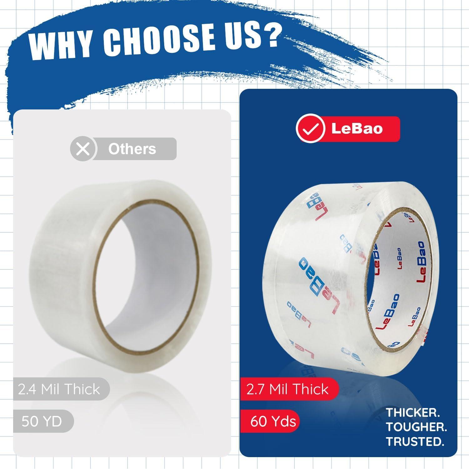 Cinta de Embalaje LeBao HD 6 Rollos 4.76 cm x 54.86 m