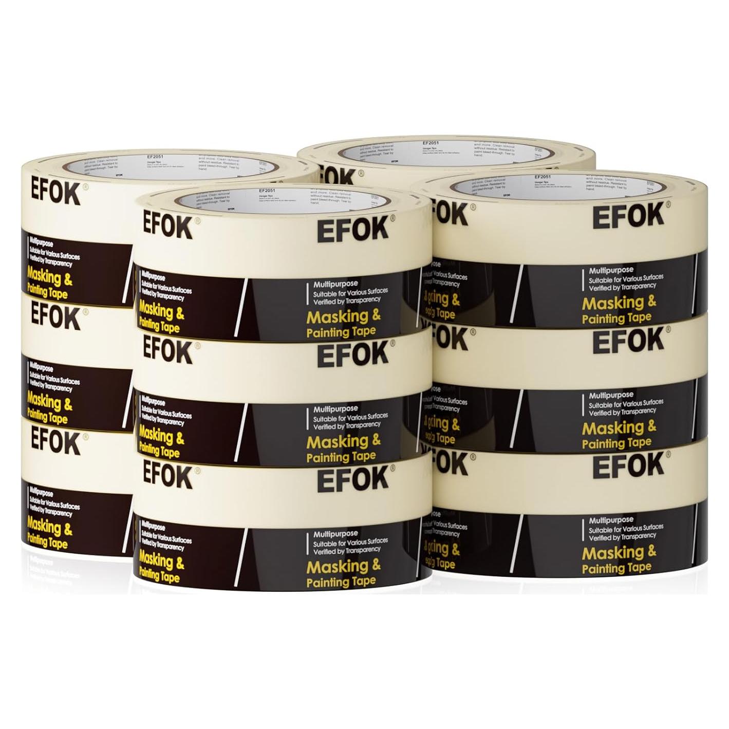 Cinta de Enmascarar EFOK 1.88" x 10 Rollos Anti-UV 550 Yardas