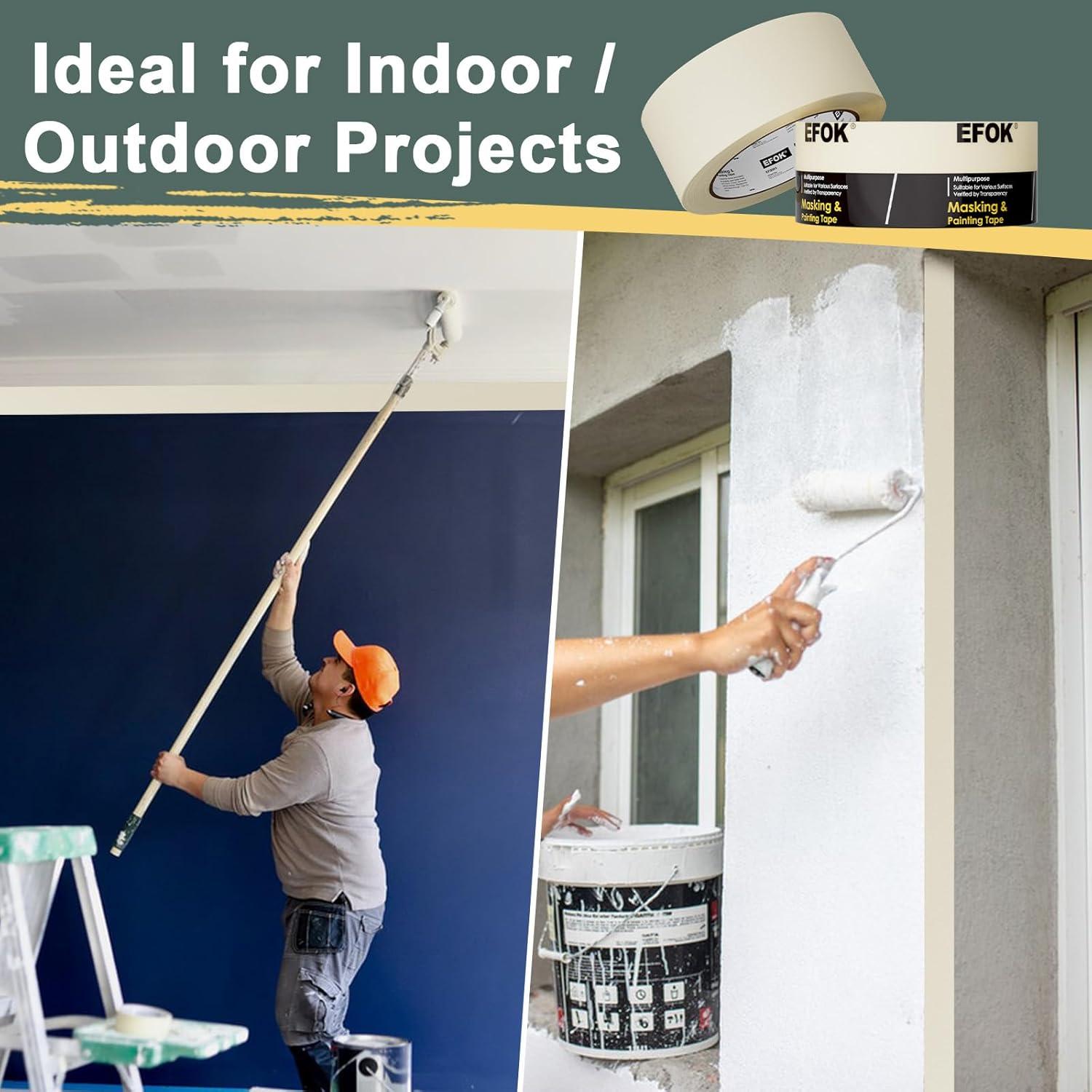 Cinta de Enmascarar EFOK 1.88" x 10 Rollos Anti-UV 550 Yardas