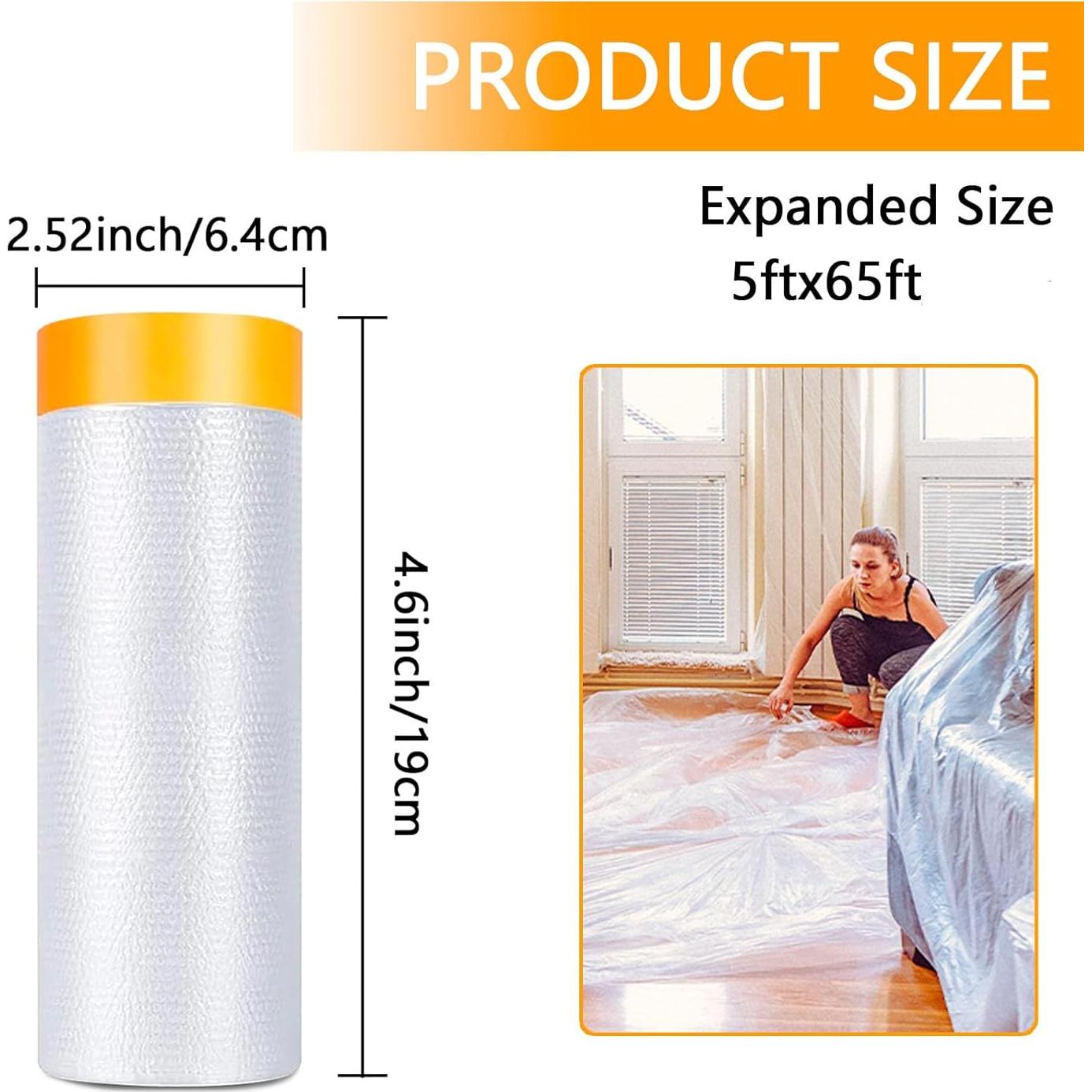 Plástico para Pintores SUPEKOOE 150x198cm 2 Rollos Cinta Adhesiva