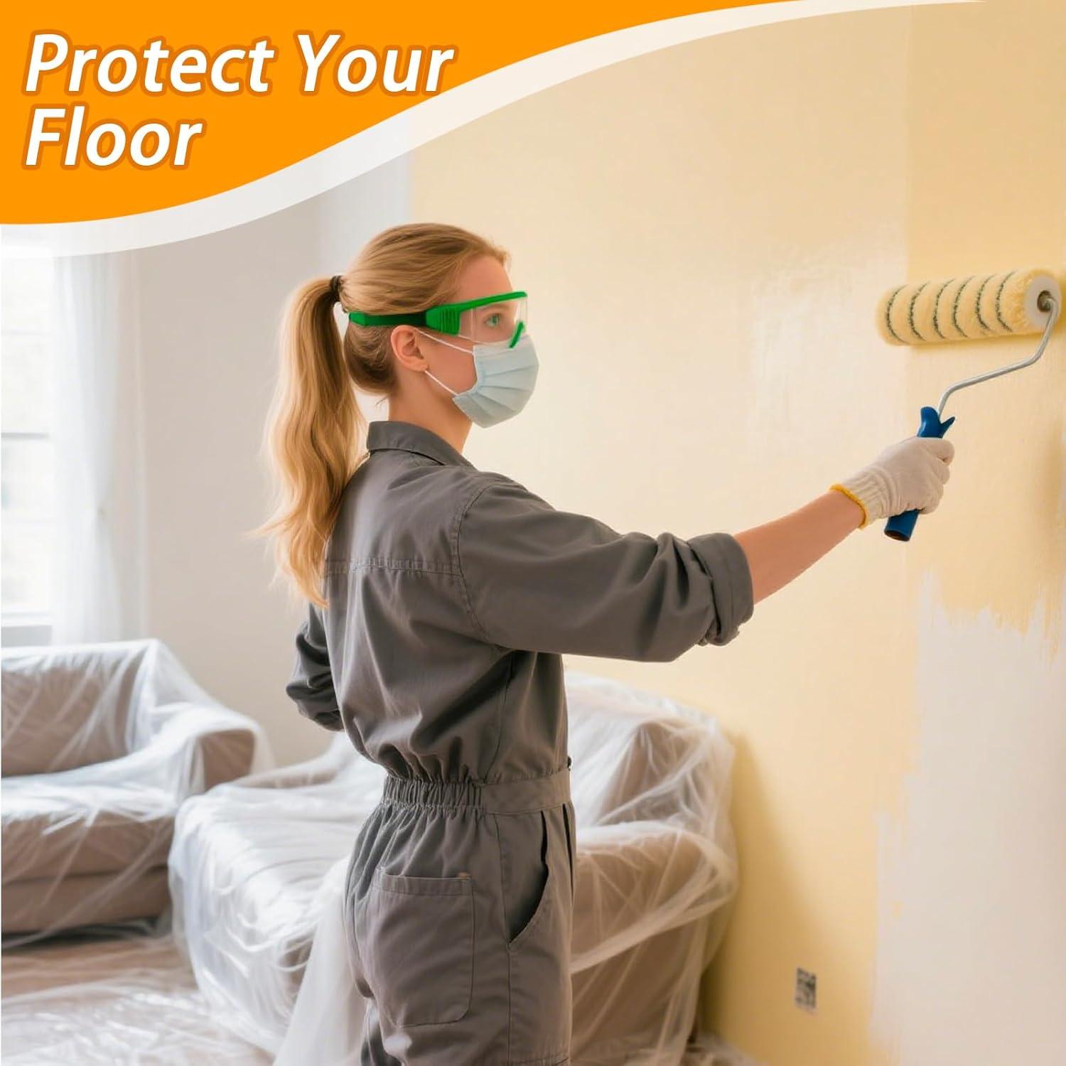 Plástico para Pintores SUPEKOOE 150x198cm 2 Rollos Cinta Adhesiva