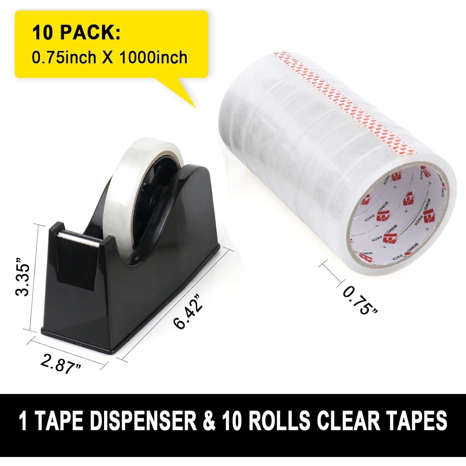Dispensador de Cinta BOMEI PACK con 10 Rollos de Cinta Transparente