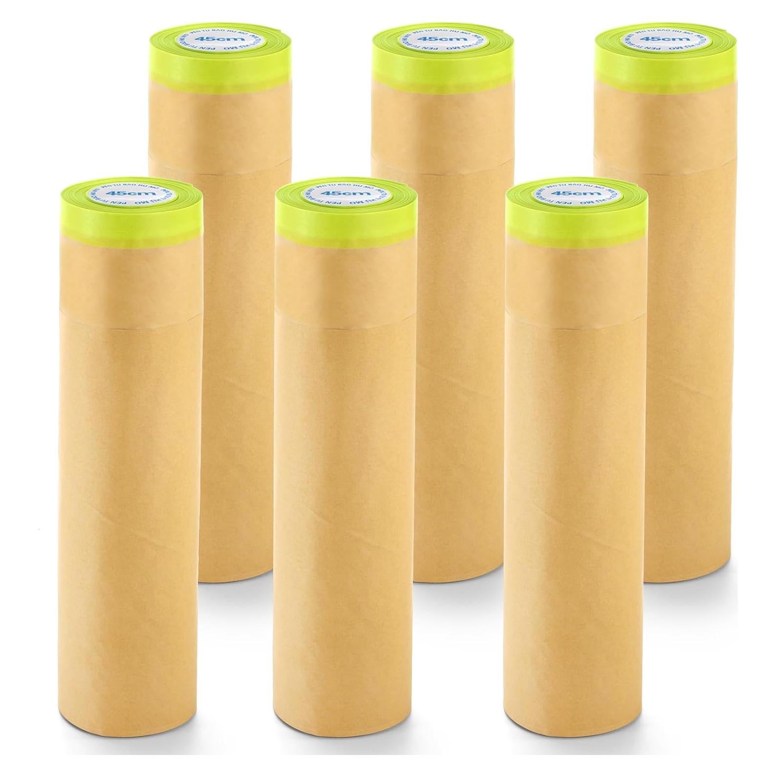 Jucoan 6 Rollos de Papel de Enmascarar Pre-Cinta 45.72 cm