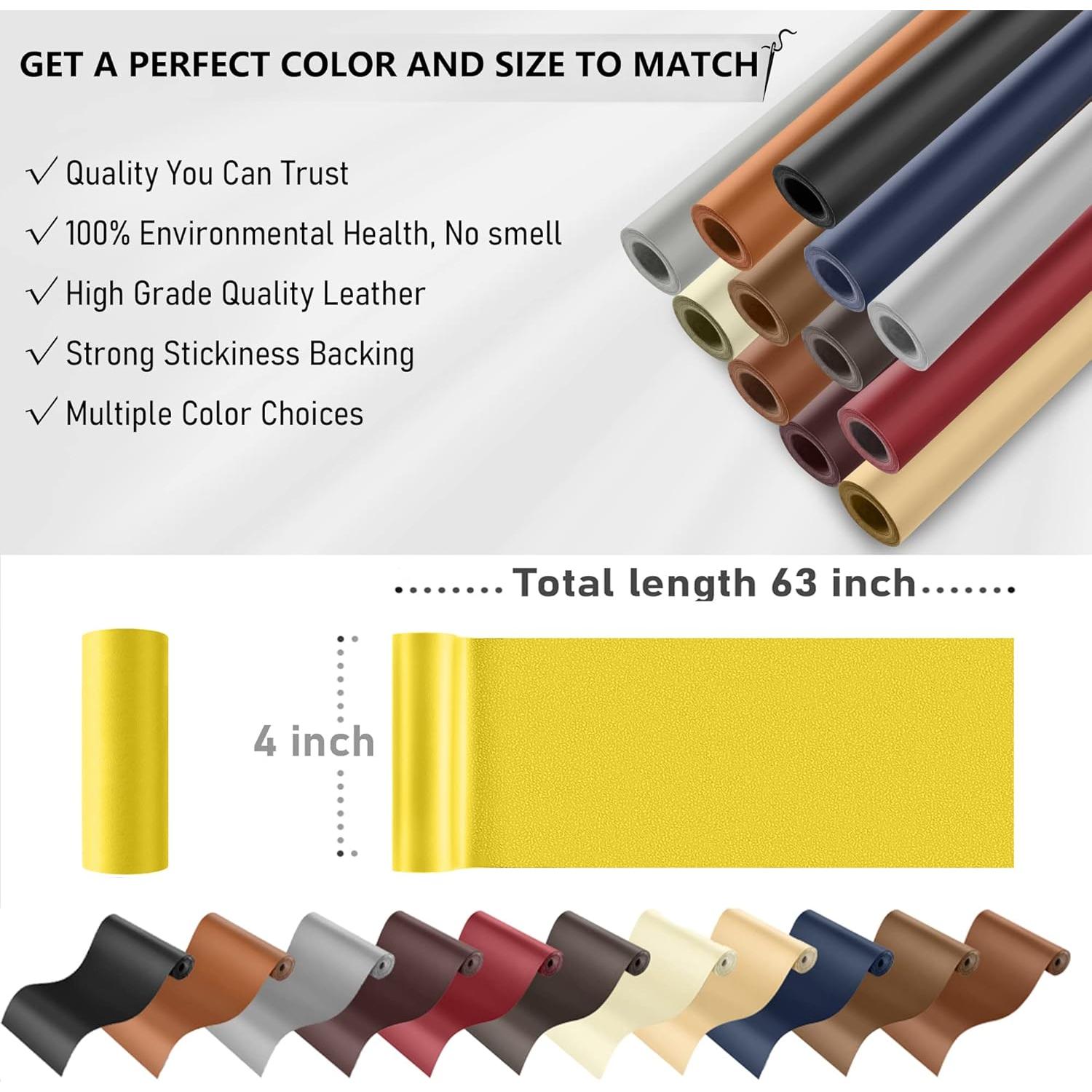 Cinta de Reparación de Cuero Autoadhesiva YAFLC 10x160 cm Amarillo