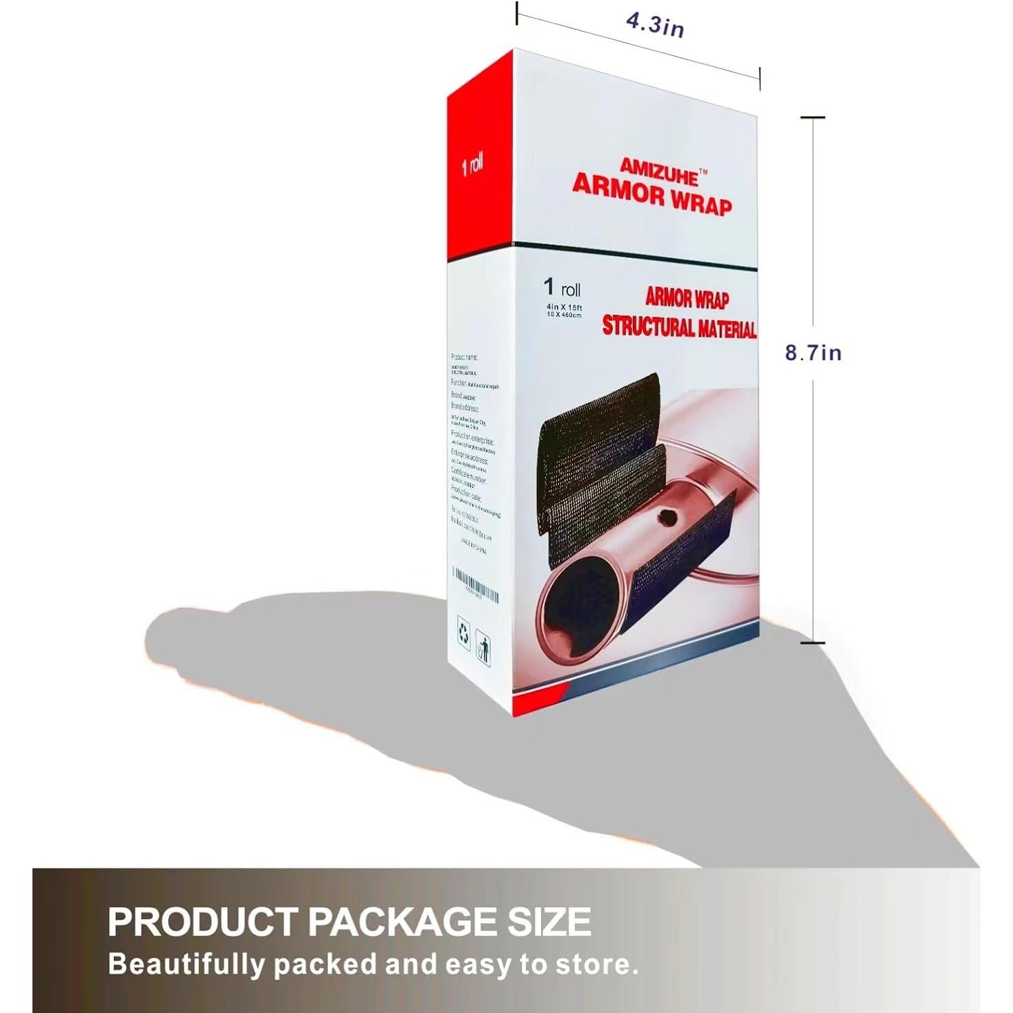 Cinta de Reparación de Fibra de Vidrio AMIZUHE 4" x 4.57m