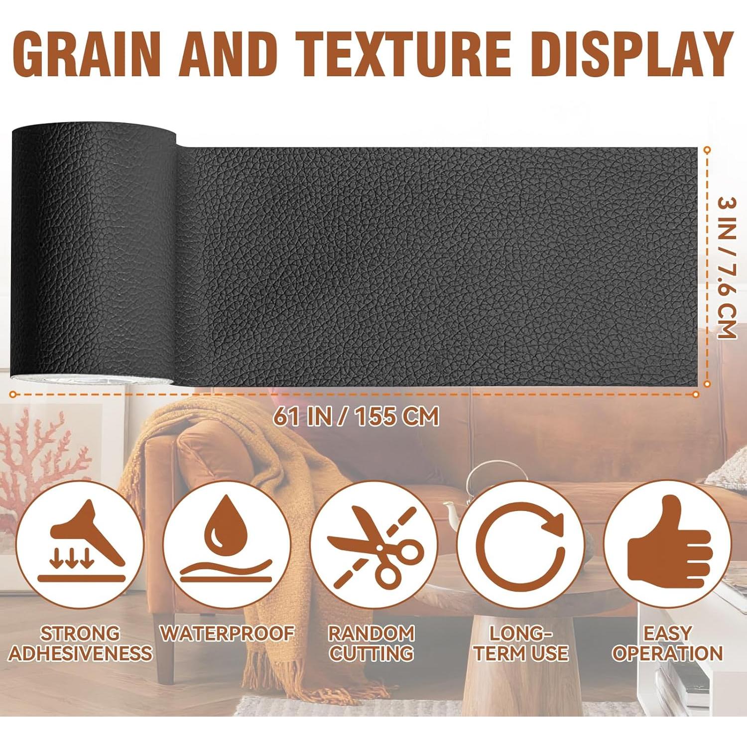 Cinta de Reparación de Cuero Vigorder 7.62 cm x 154.94 cm Negro