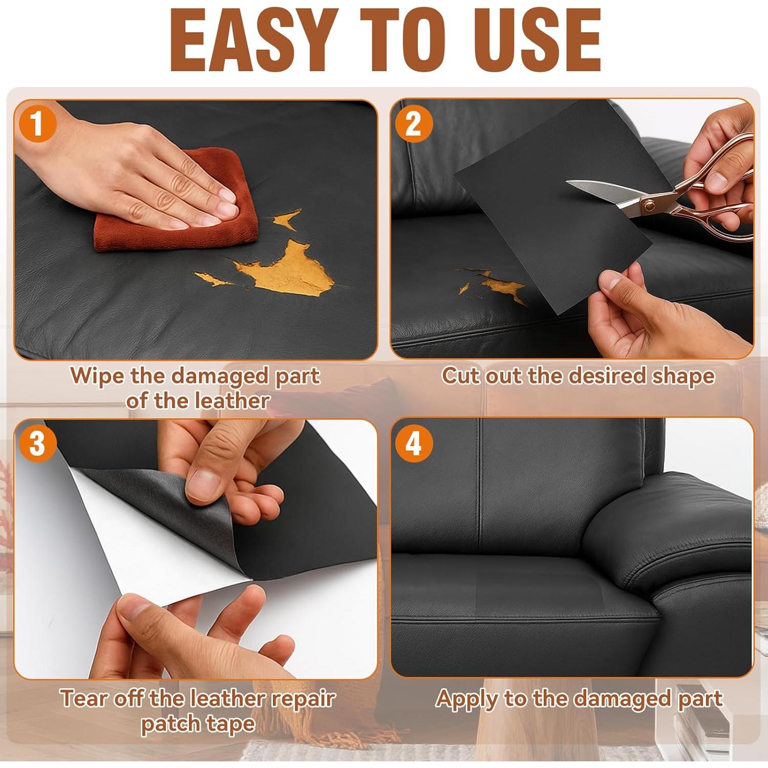 Cinta de Reparación de Cuero Vigorder 7.62 cm x 154.94 cm Negro