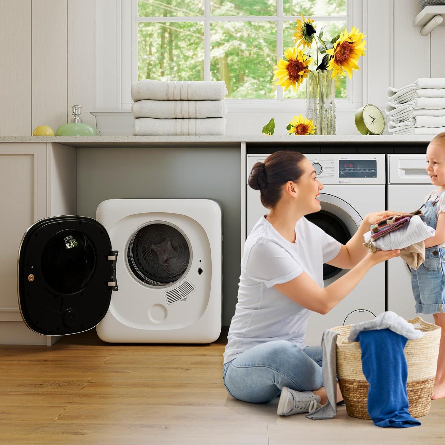 Secadora de Ropa Portátil COSTWAY 1.5 Pies Cúbicos 800W Blanca