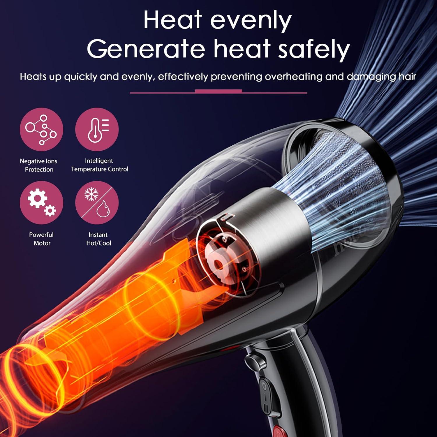 Secador de Pelo Profesional PAIER 3500W Iónico Cerámico