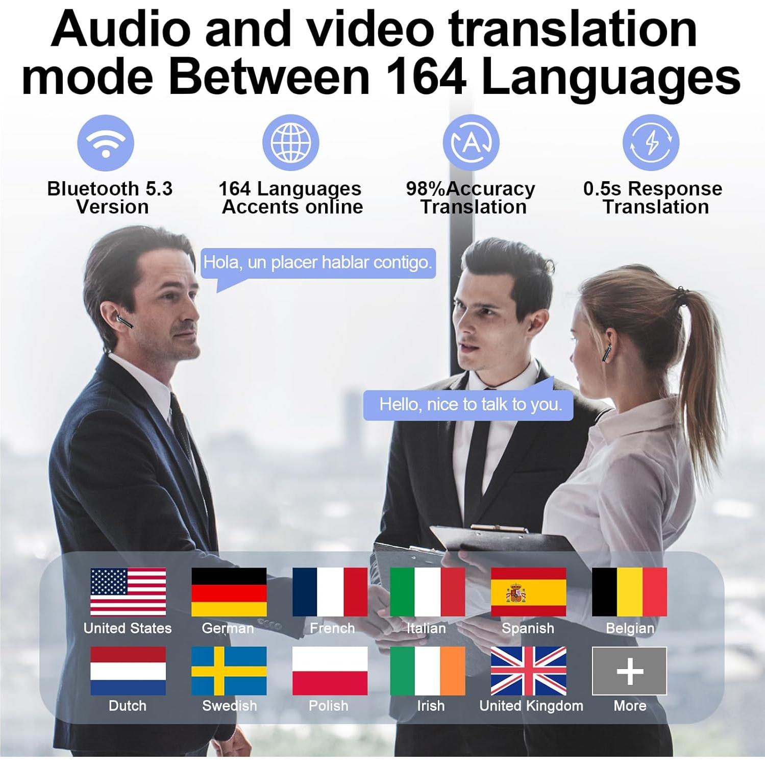 Auriculares Traductores J51 Niderson Bluetooth 5.3 32H 164 Idiomas