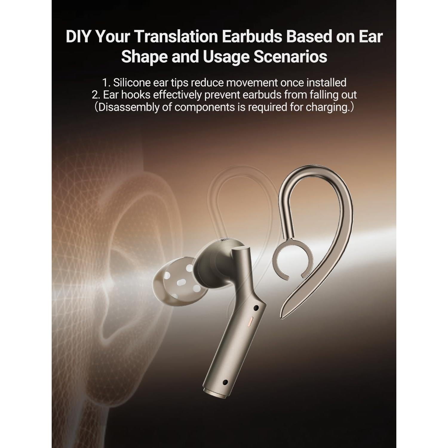 Auriculares de Traducción Timekettle W4 Oro, 42 Idiomas, IA