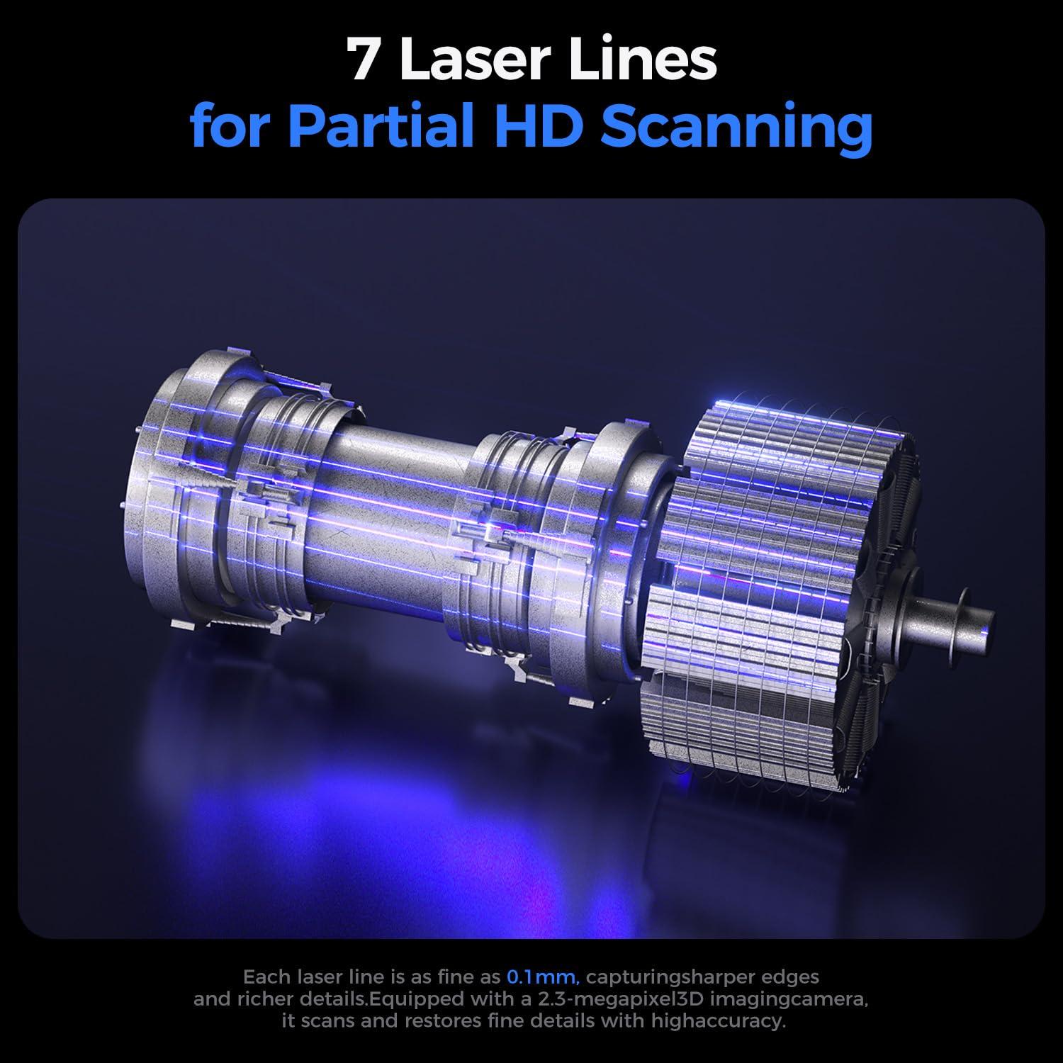 Escáner 3D Creality Raptor Pro 0.02mm 22+7 Láser Azul