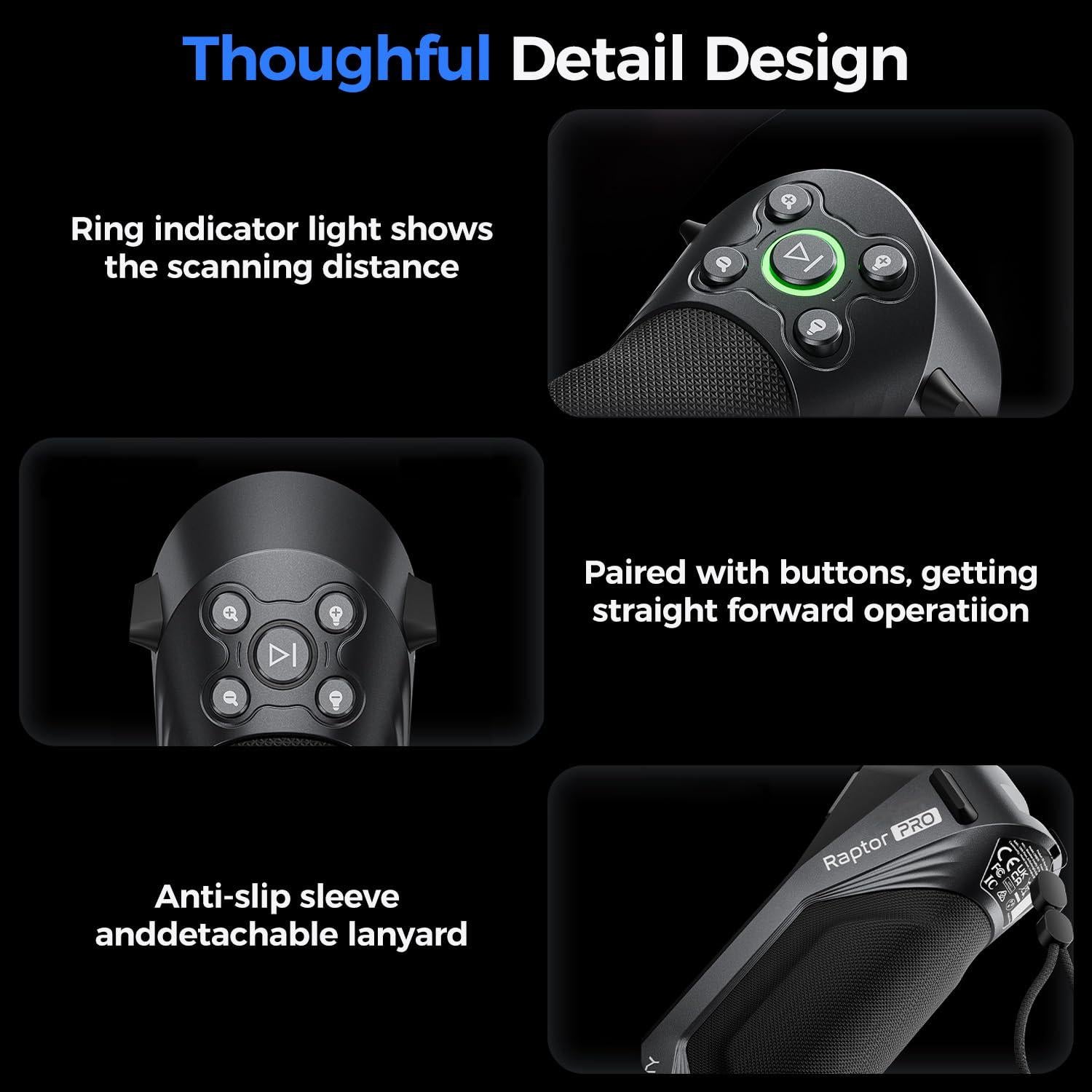 Escáner 3D Creality Raptor Pro 0.02mm 22+7 Láser Azul